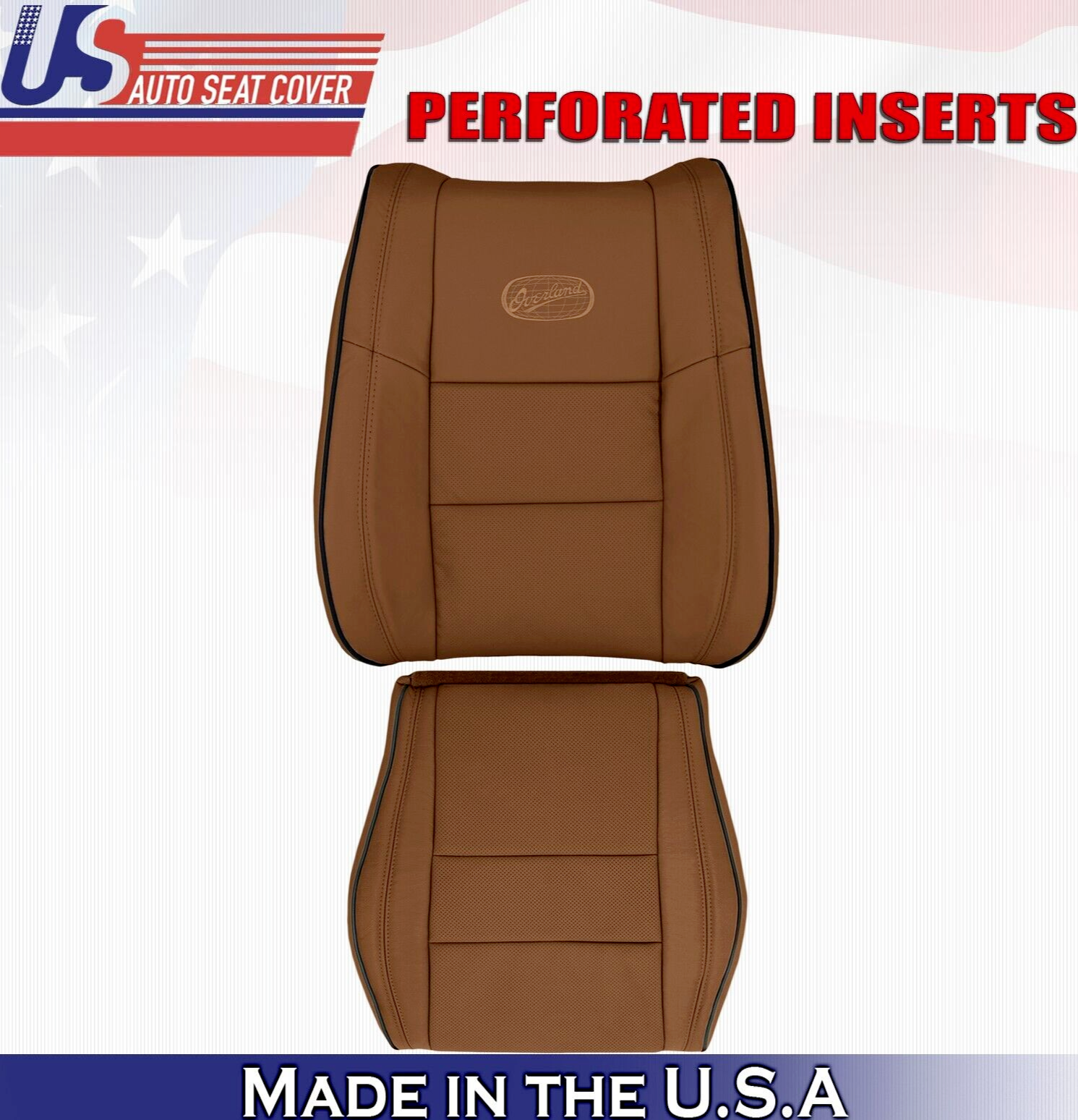 2015 For Jeep Grand Cherokee OVERLAND Driver Top & Bottom Leather Covers Brown