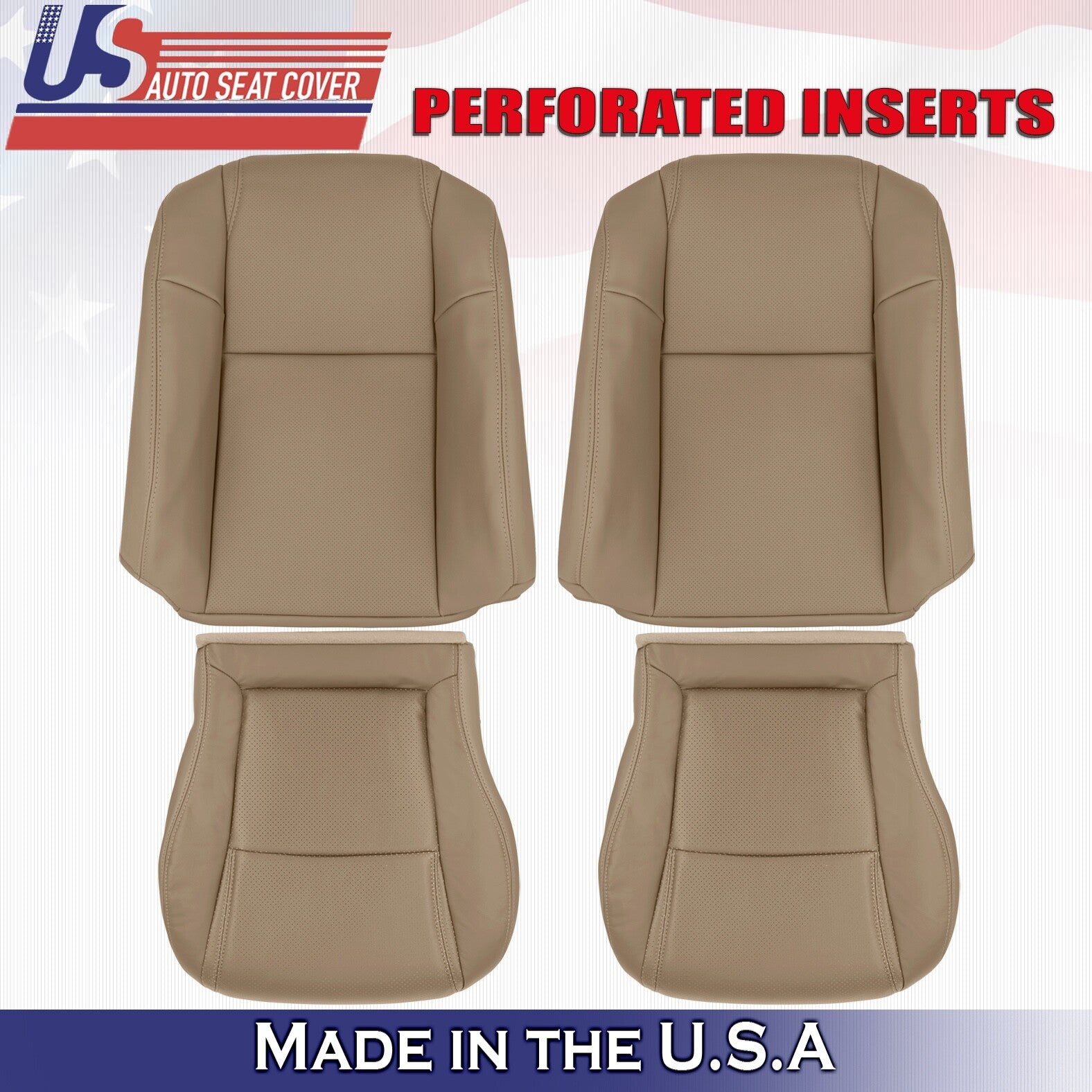 2003 to 2005 For Honda Pilot Front Set Top &Bottom Synthetic Leather Covers Tan