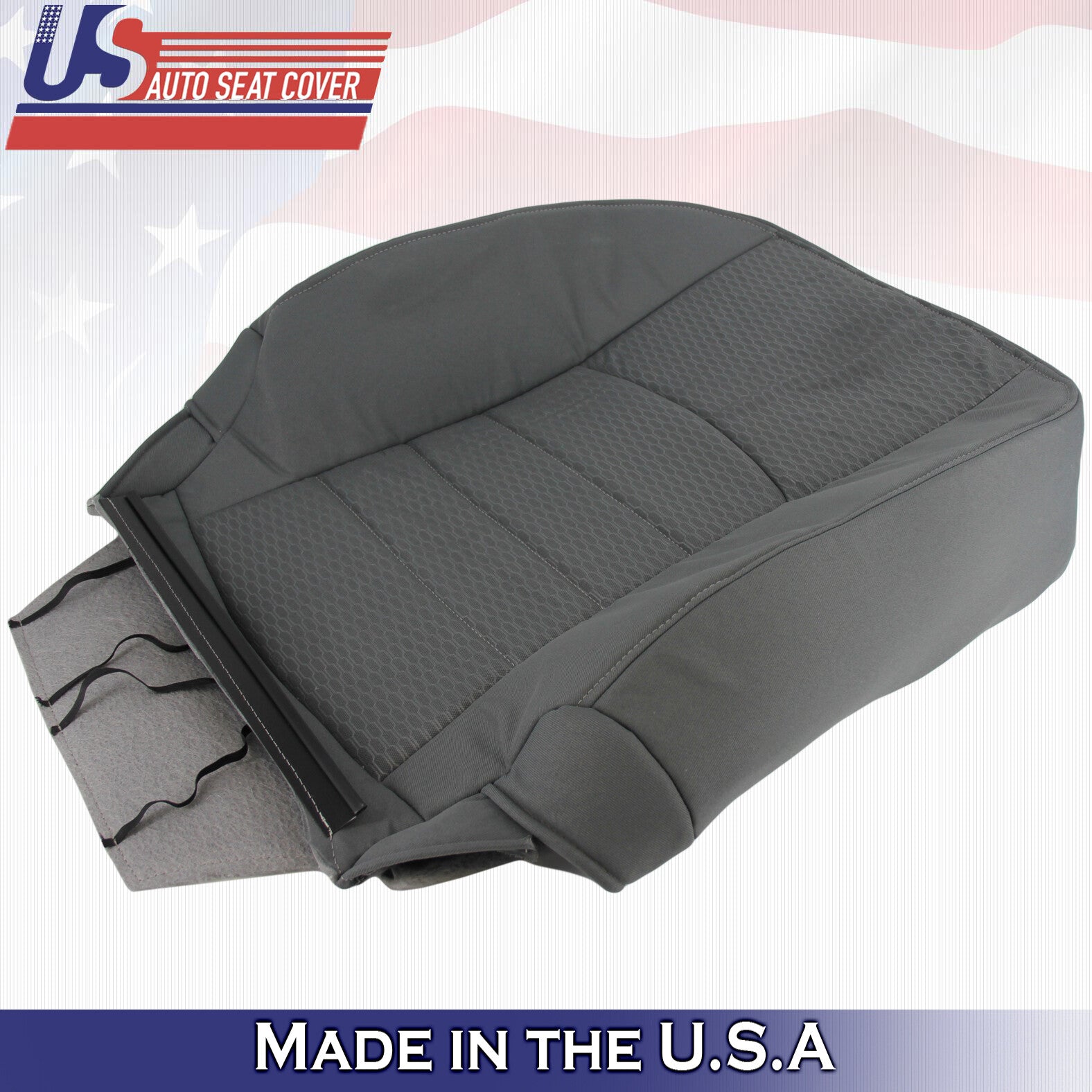 2013 to 2018 For Dodge Ram 1500 SLT Driver Passenger Top Cloth Seat Covers Gray