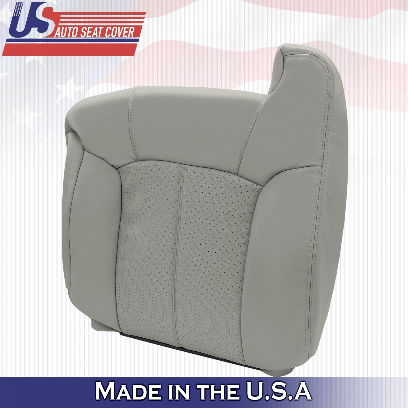 1999-2002 Fits Cadillac Escalade Passenger Top & Bottom Leather Seat Cover Gray