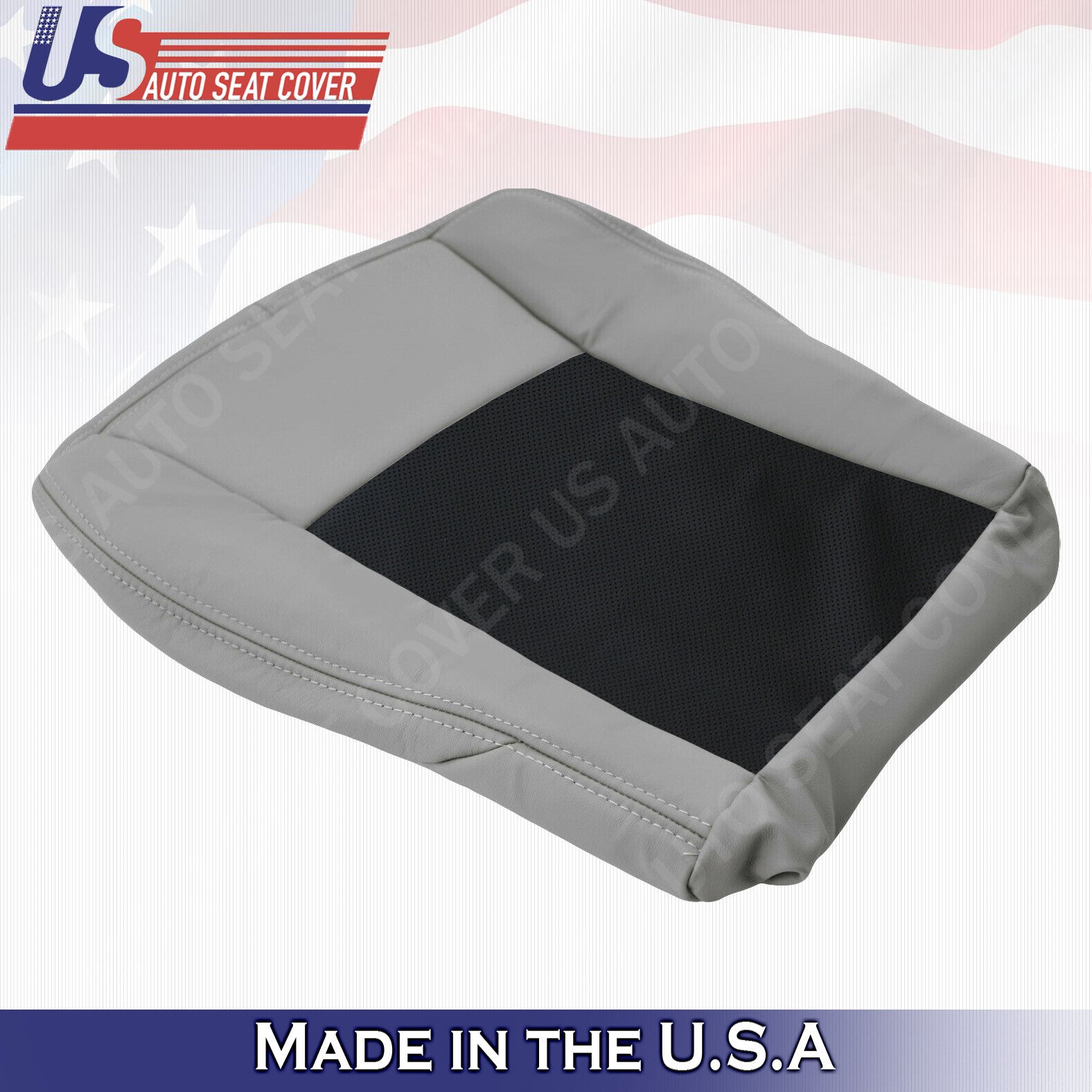 2003 to 2007 Cadillac CTS DRIVER Bottom Perforated Leather Seat Cover Black/Gray