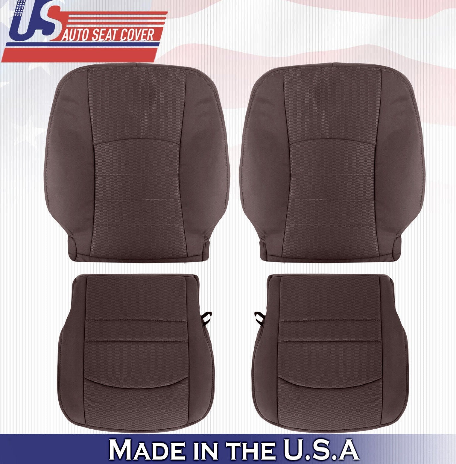 2013 to 2018 For Dodge Ram 4500 SLT 2x Top & 2x Bottom Cloth Seat Covers Brown