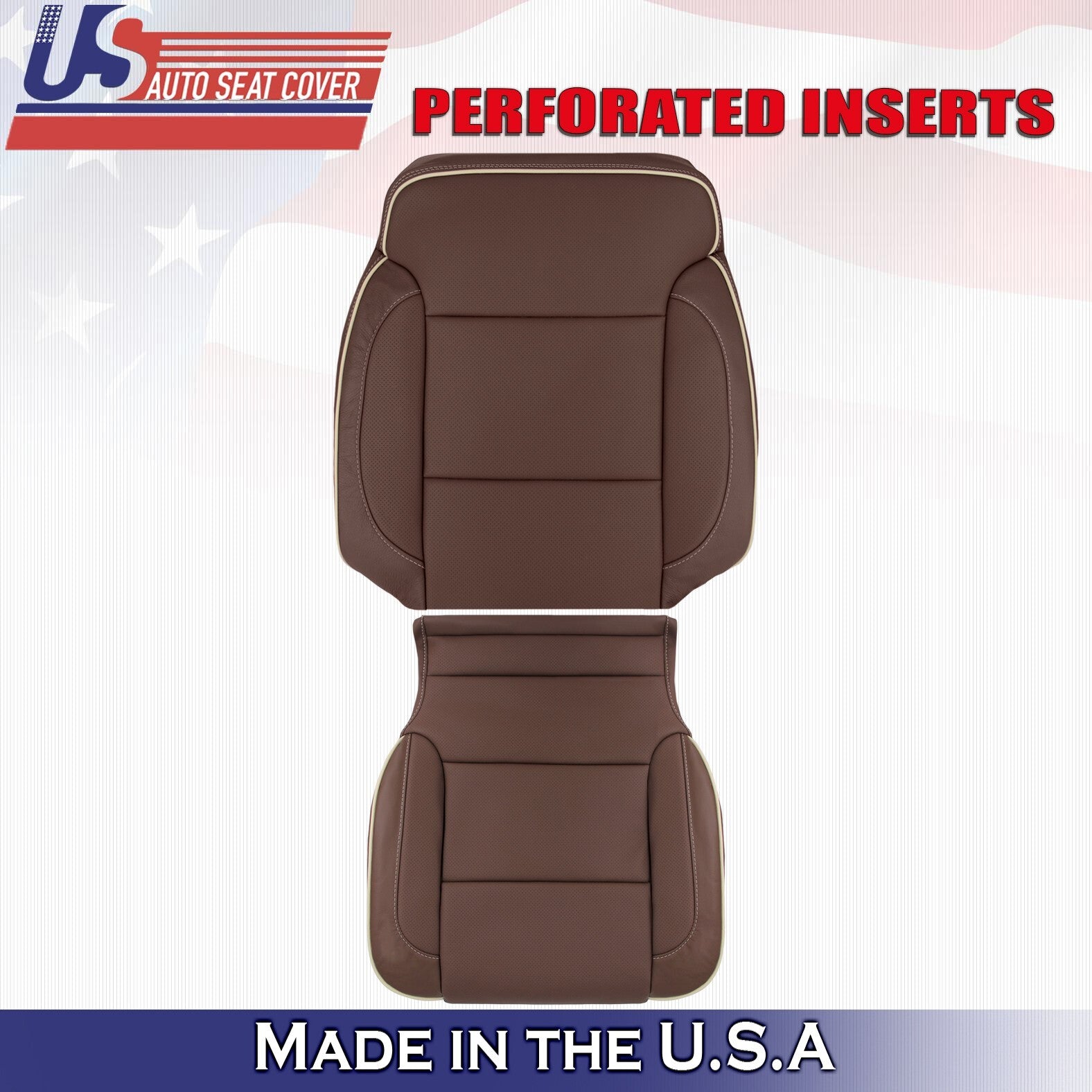 2014 For Chevy Silverado High Country Driver Top & Bottom Leather Covers Brown