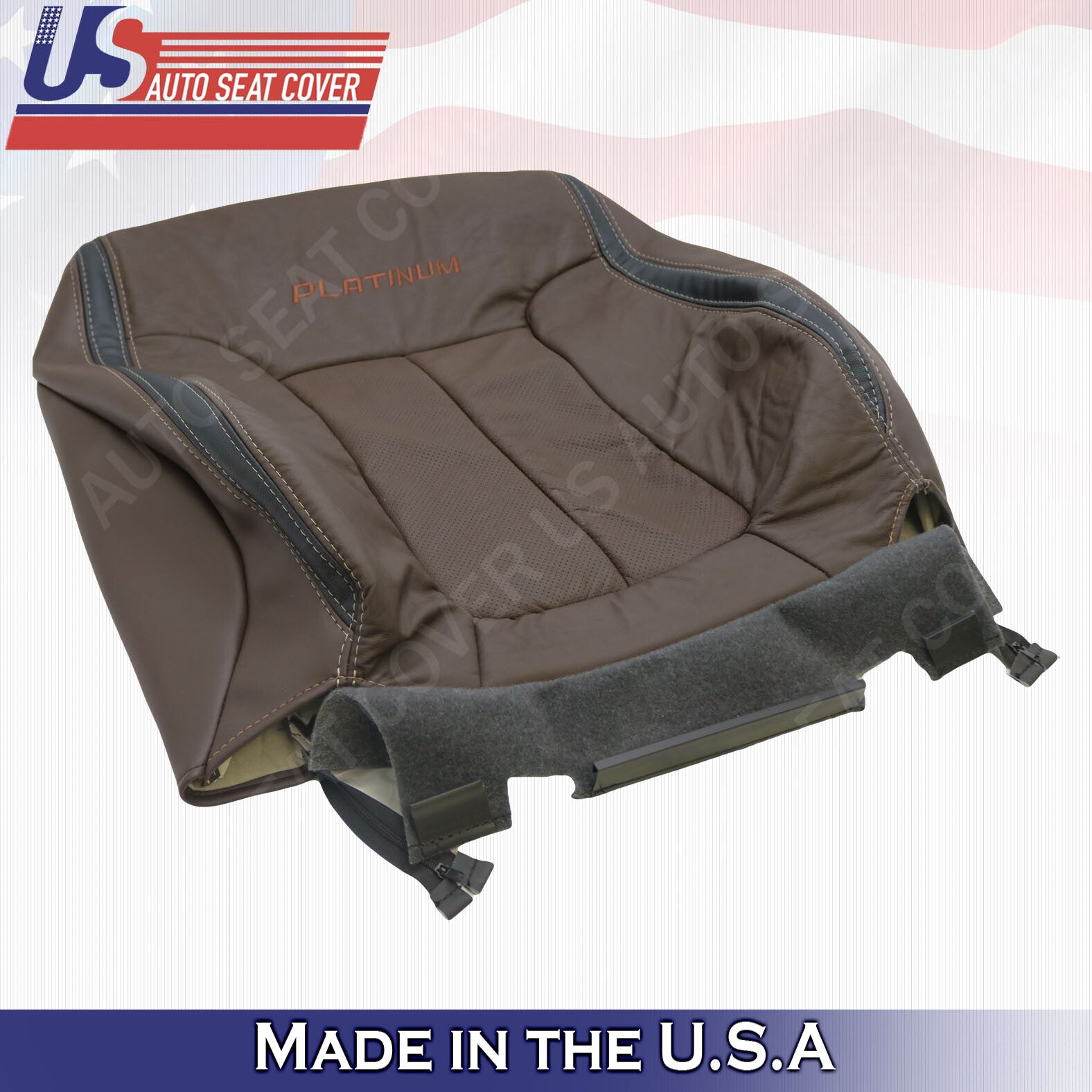 2009- 2012 Fits For Ford F150 Platinum Driver Passenger Top Leather Covers Brown