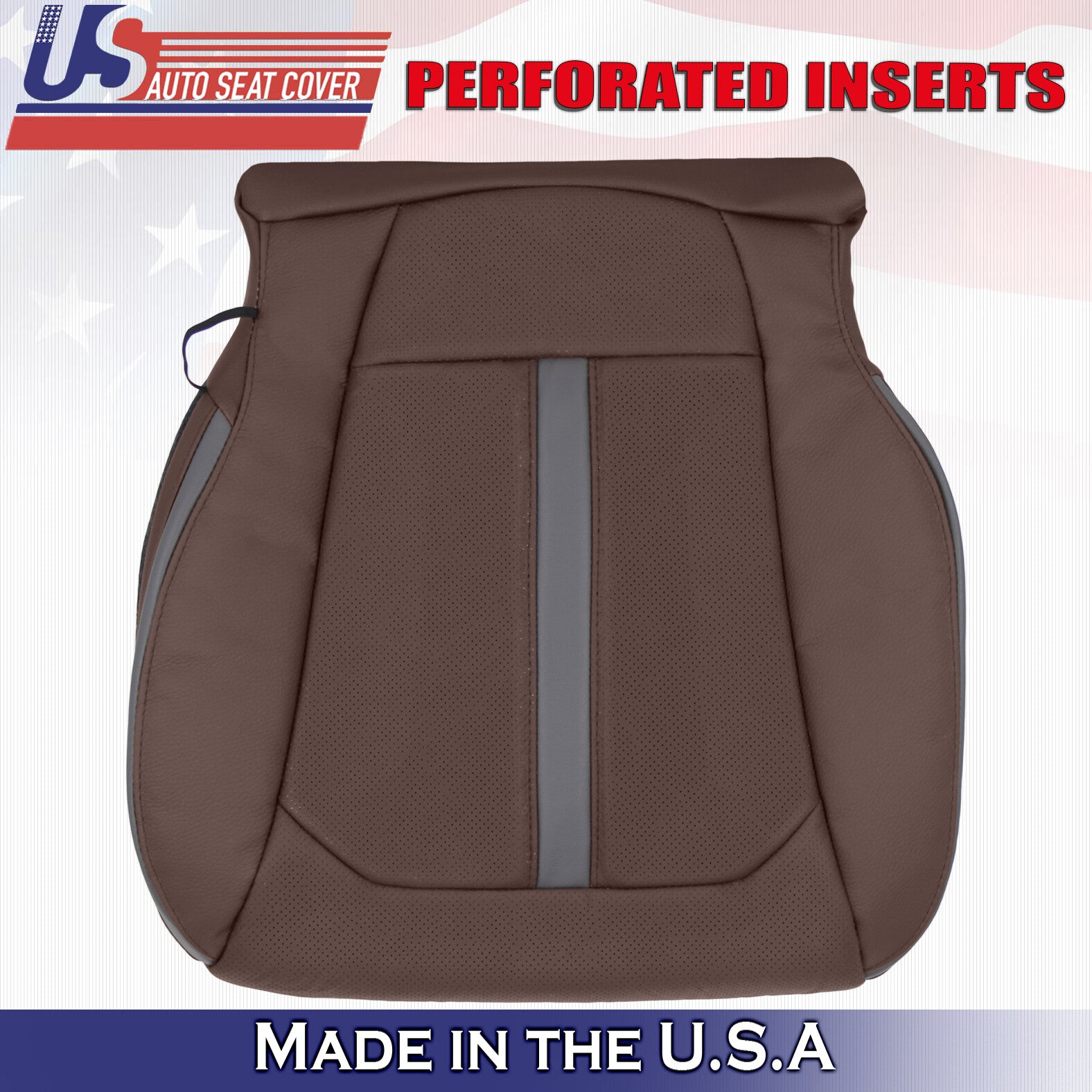 2015 For Ford F150 Platinum 2x Top & 2x Bottom Perf Leather Seat Covers Brown