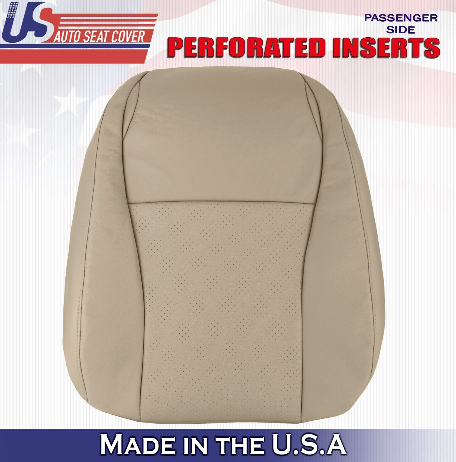 2006 2007 For Toyota Highlander Passenger Top Perforated Leather Seat Cover Tan