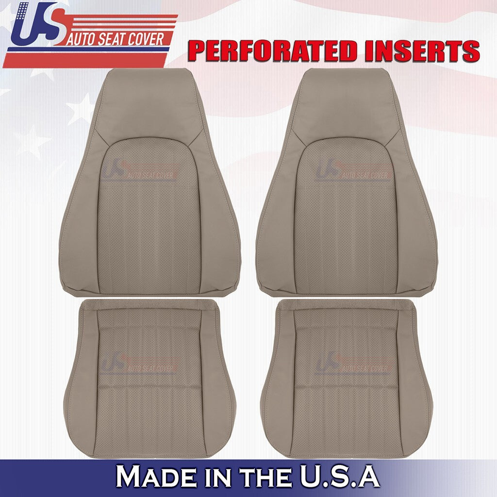 1997 to 2002 For Chevy Camaro Driver & Passenger Bottoms-Tops Leather Cover Tan