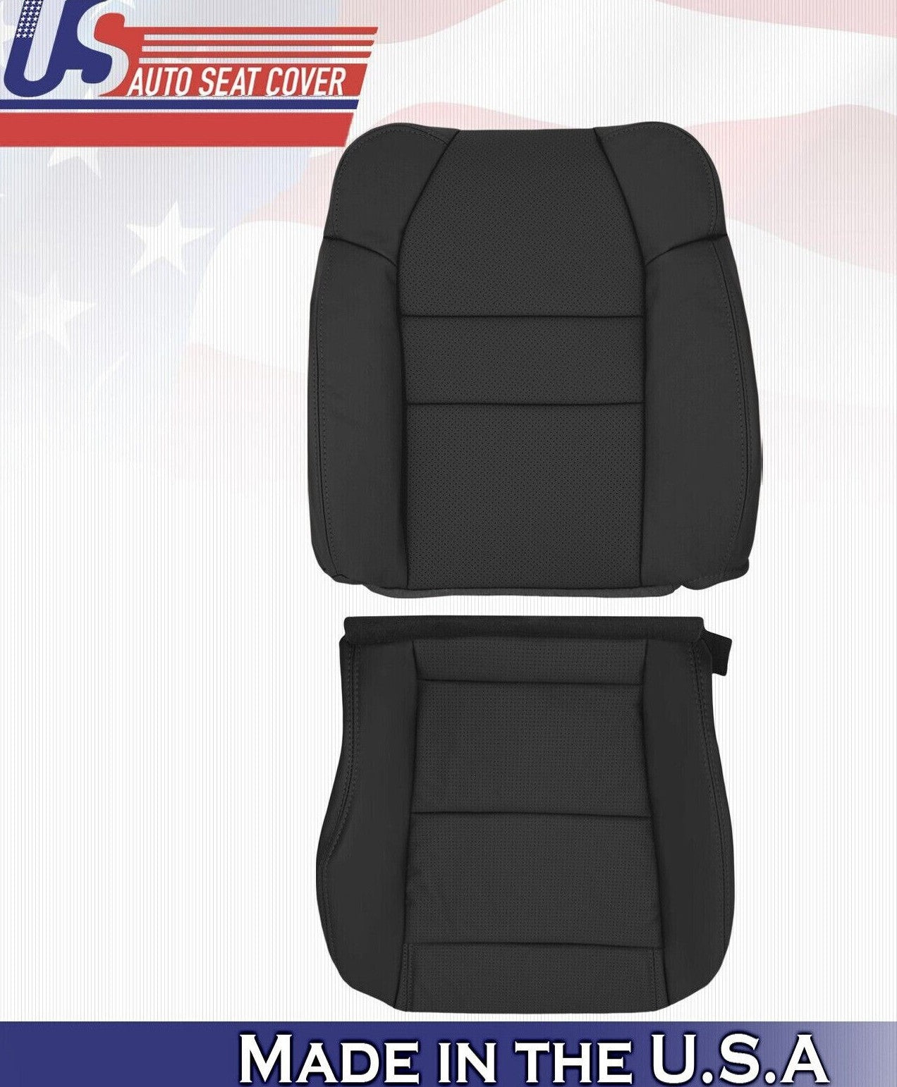 2003 For Acura MDX Driver Side Top & Bottom Synthetic Leather Seat Covers Black