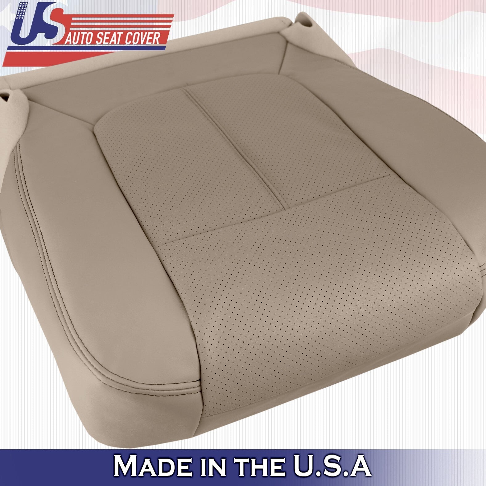2015 2016 For Ford F250 F350 Lariat Driver Top & Bottom Leather Seat Covers Tan