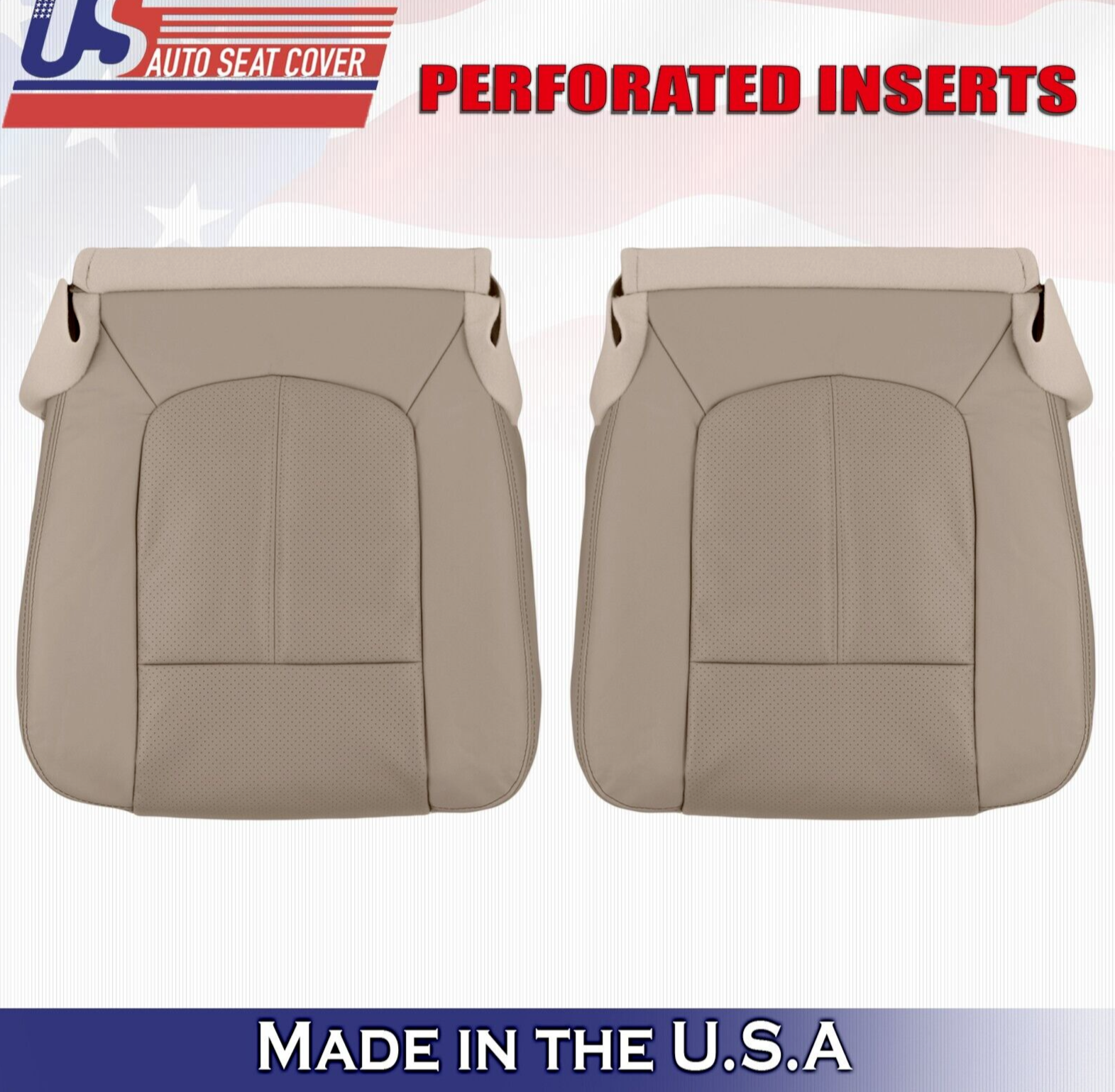2011 2012 For Ford F450 F550 Lariat Driver & Passenger Bottom Leather Covers Tan