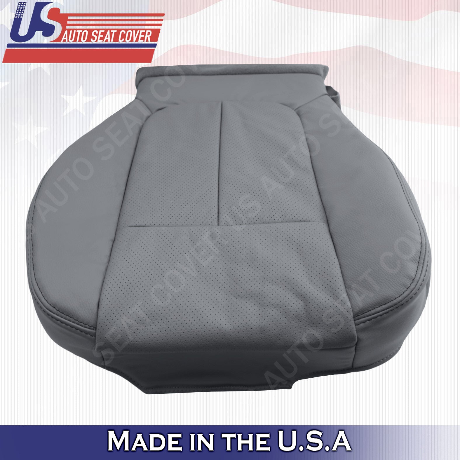 Passenger Bottom Perforated Leather Seat Cover 2011 to 2014 Ford F150 Steel Gray