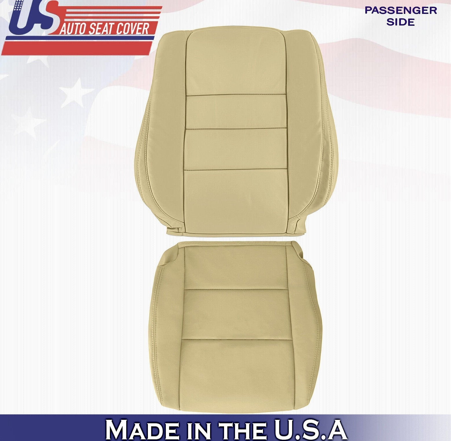 2011 2012 For Honda Accord Passenger Top & Bottom Leather Seat Covers Tan