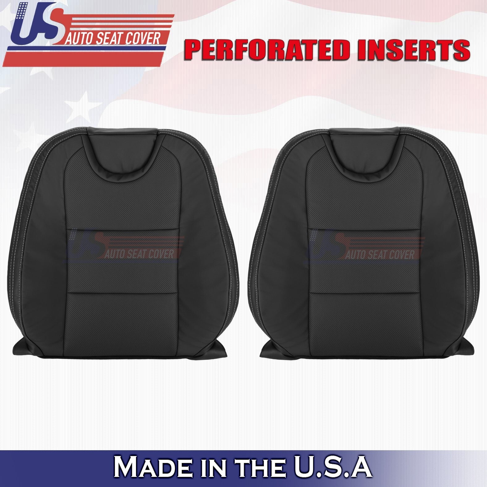 2010-2015 For Chevy Camaro Driver-Passenger Tops Perforated Leather Cover Black