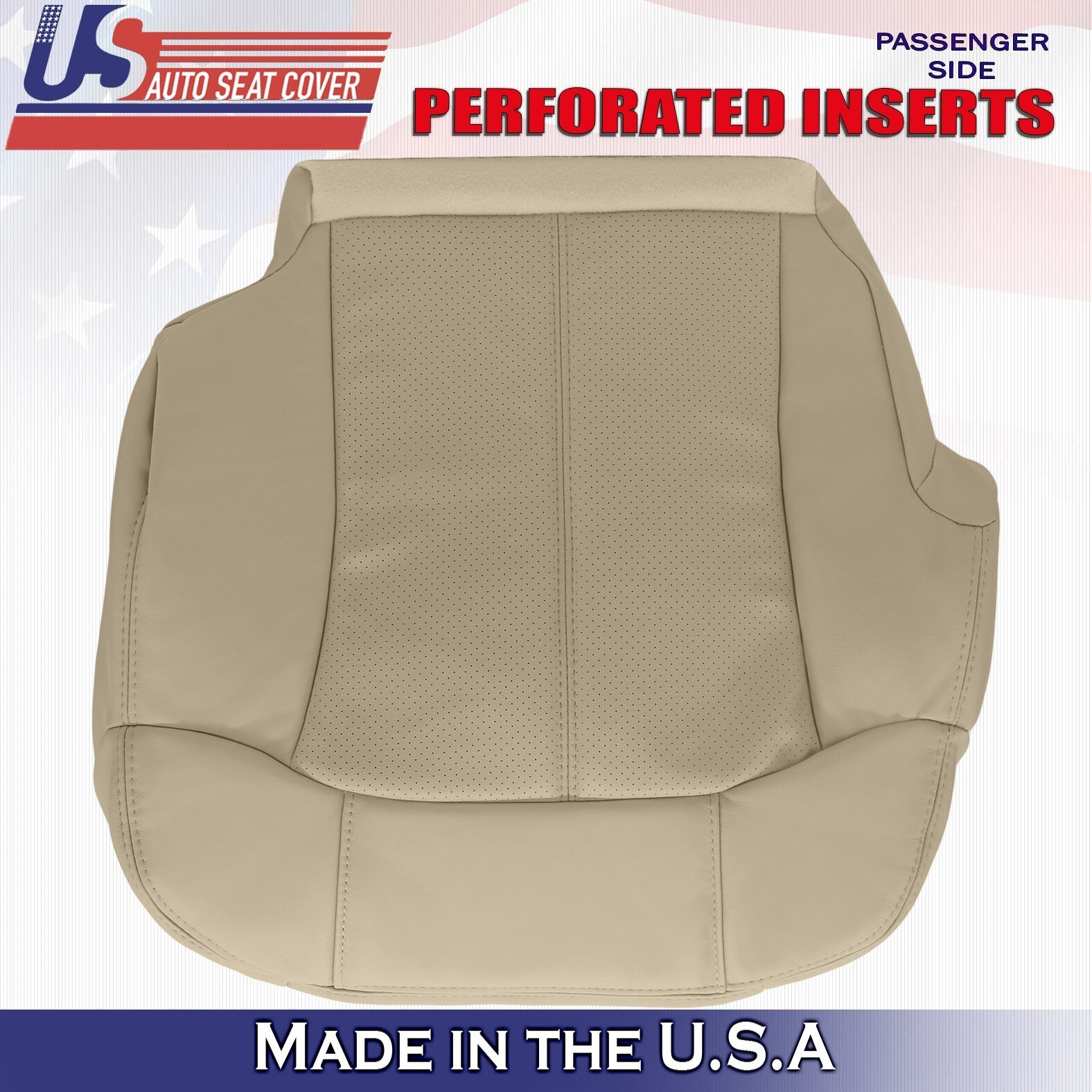 1999 to 2002 For Cadillac Escalade Passenger Top & Bottom Leather Cover Tan