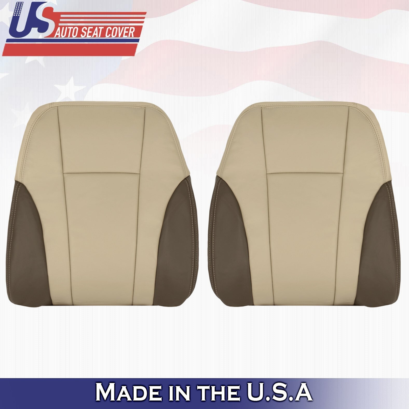 2002 to 2004 For Chevy Trailblazer Front Set Bottoms&Tops Leather Seat Cover Tan