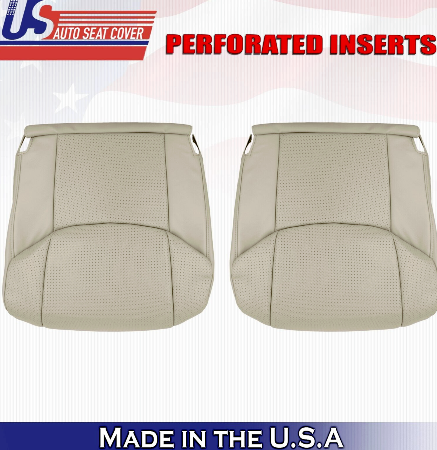2011 For Toyota Avalon Driver & Passenger 2 Bottom Perforated Leather Covers Tan