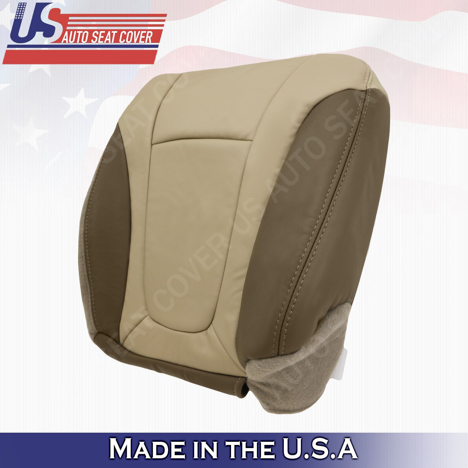 2002 to 2004 Chevy Trailblazer - Passenger Bottom Leather Seat Cover 2-Tone Tan