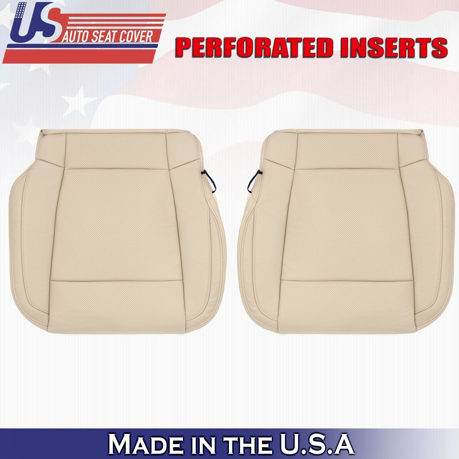 2017 For Ford F150 Lariat Driver Passenger Bottom Perf Leather Seat Covers Tan