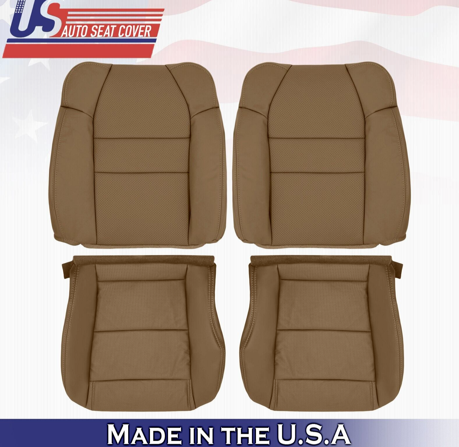 2001 to 2006 For Acura MDX 2x Top & 2x Bottom Leather Seat Covers Tan