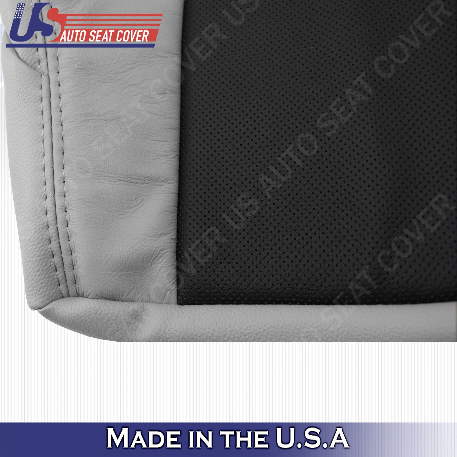 2003 to 2007 Cadillac CTS DRIVER Bottom Perforated Leather Seat Cover Black/Gray