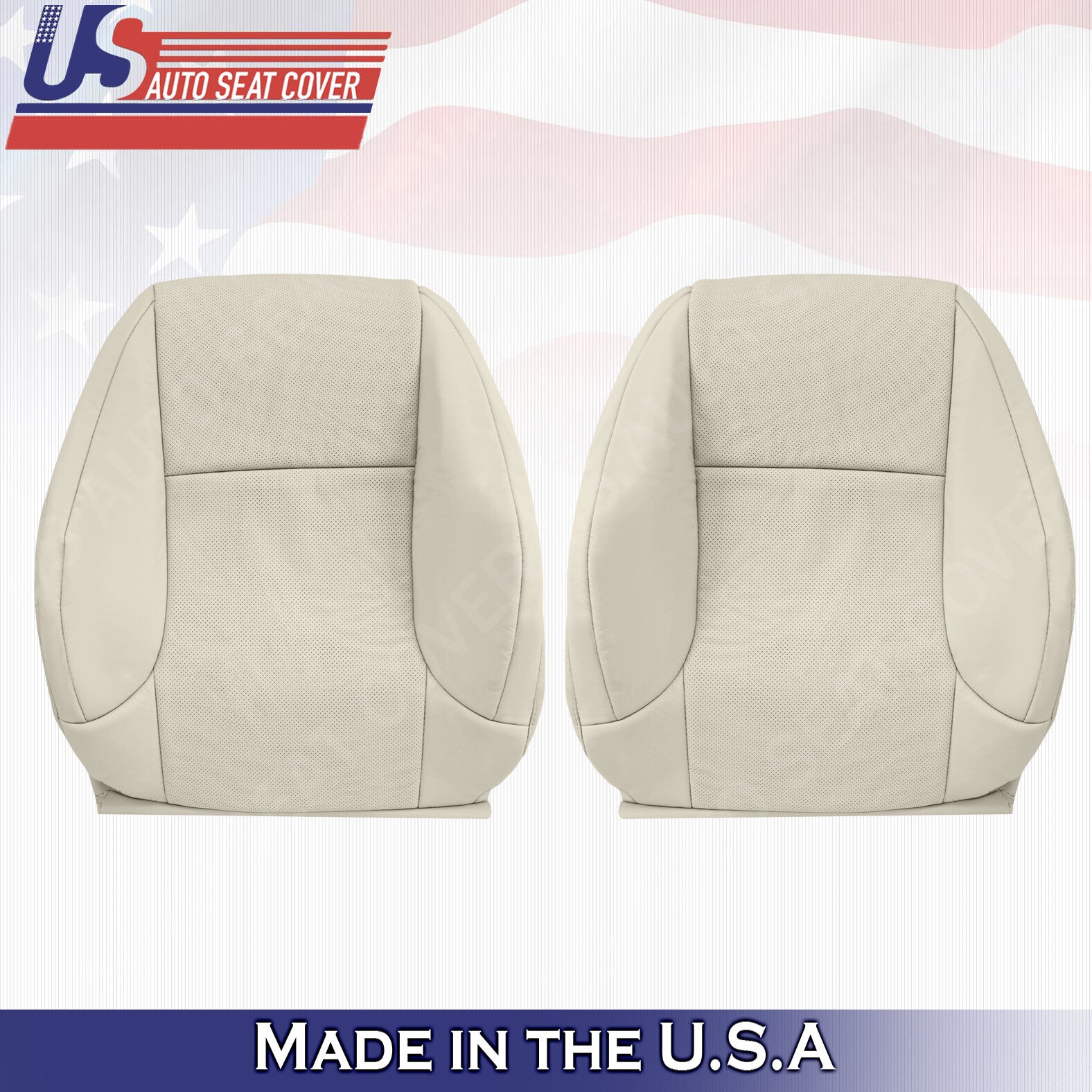Fits 2010 - 2017 Lexus GX460 FRONT TOPS Perforated Leather Seat Cover Ecru Tan