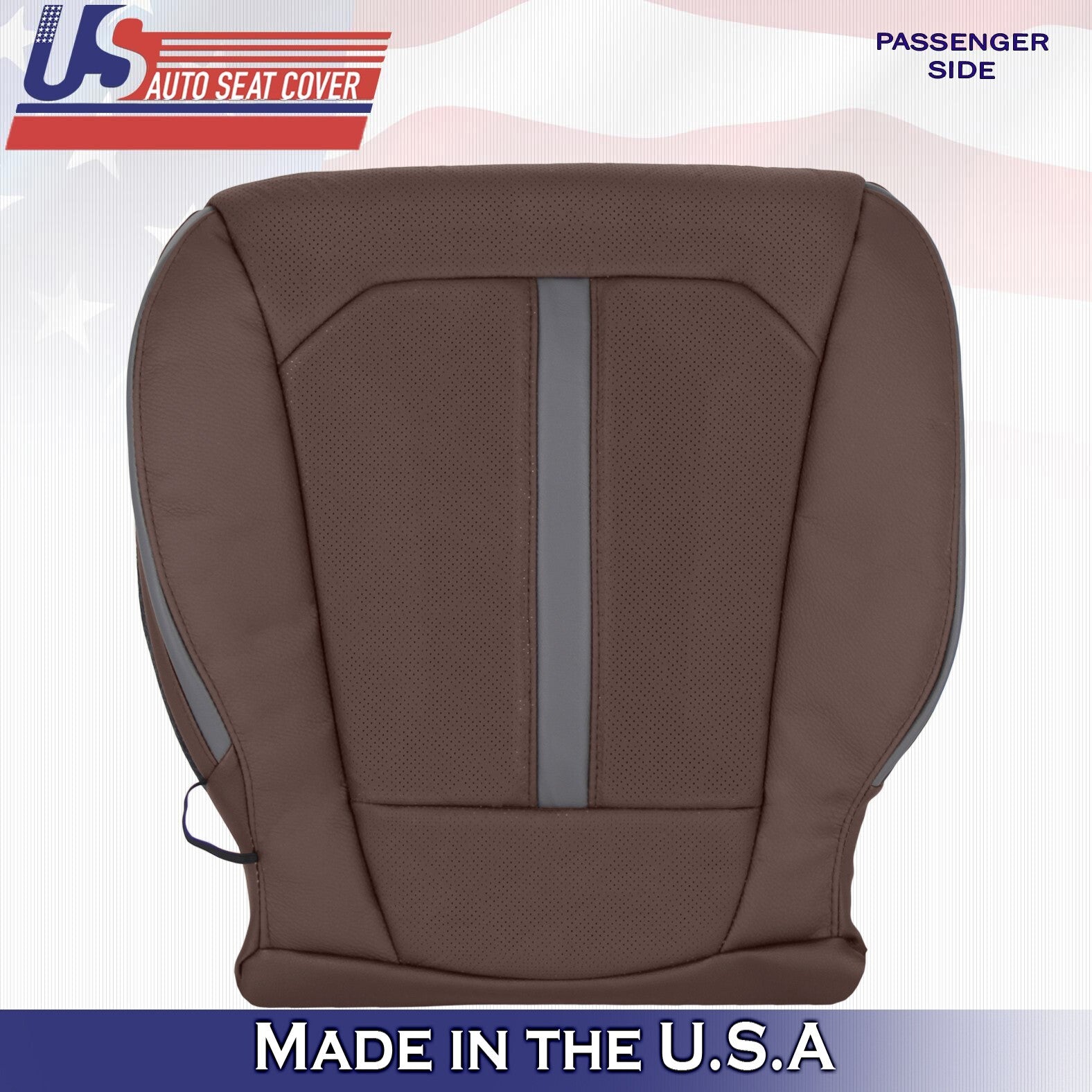2015 to 2020 For Ford F150 Platinum Passenger Bottom Leather Seat Cover Brown