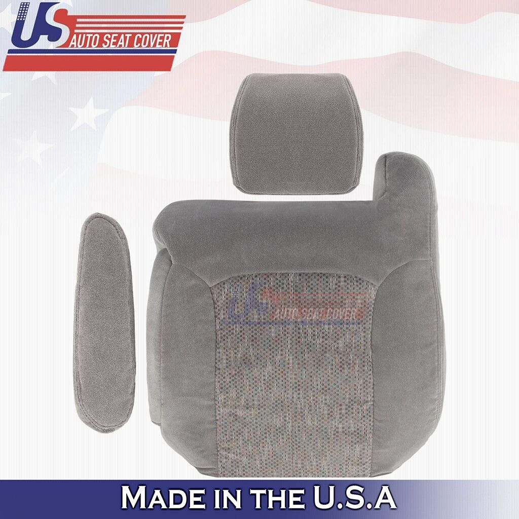 2000 to 2002 Fits Chevy Suburban Driver Top/Headrest/Armrest Cloth Cover Gray
