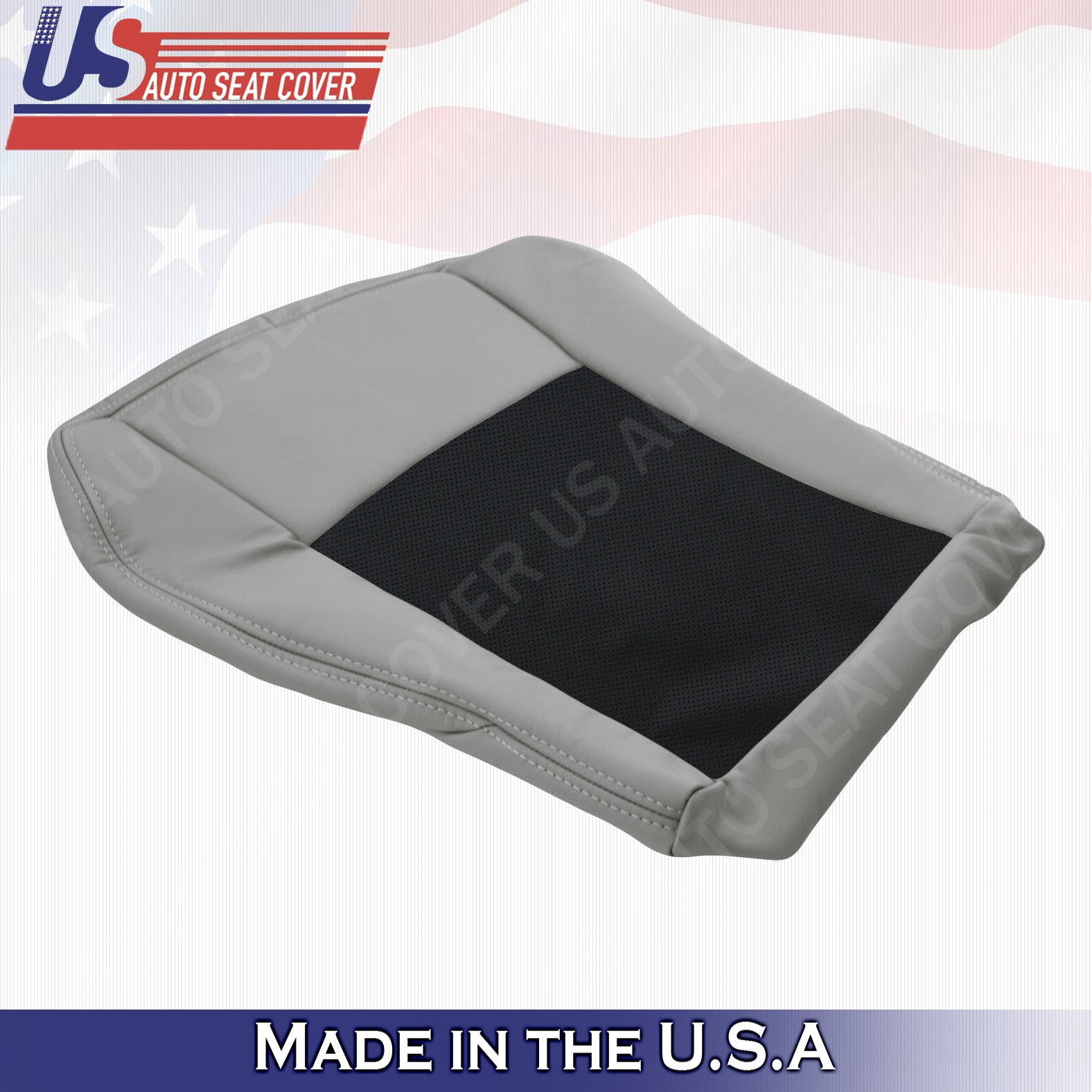 PASSENGER Bottom Perforated Leather Seat Cover 2003 2007 Cadillac CTS Blk & Gray