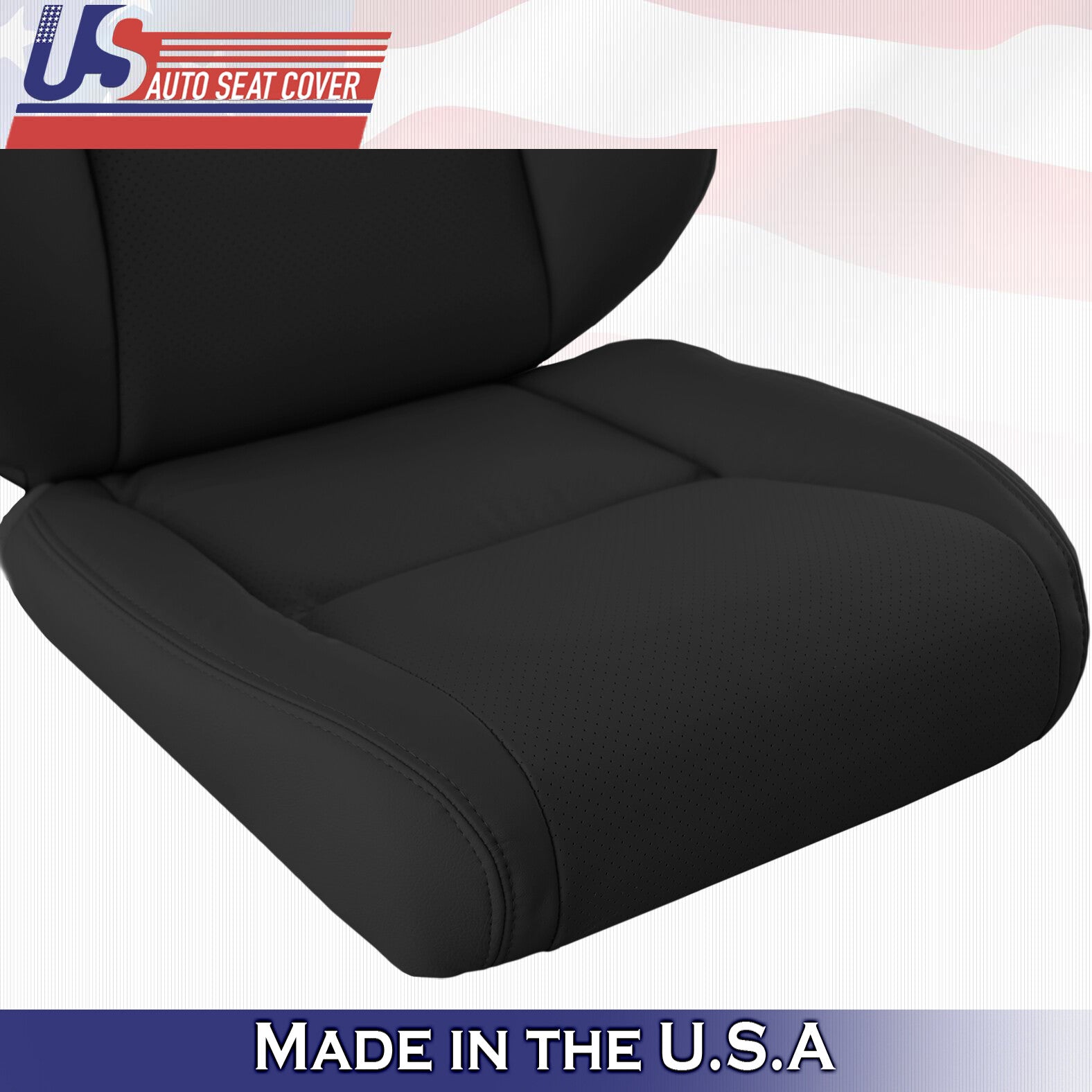 2004 Fits Acura TL Driver Passenger Top & Bottom Perforated Leather Covers BLK