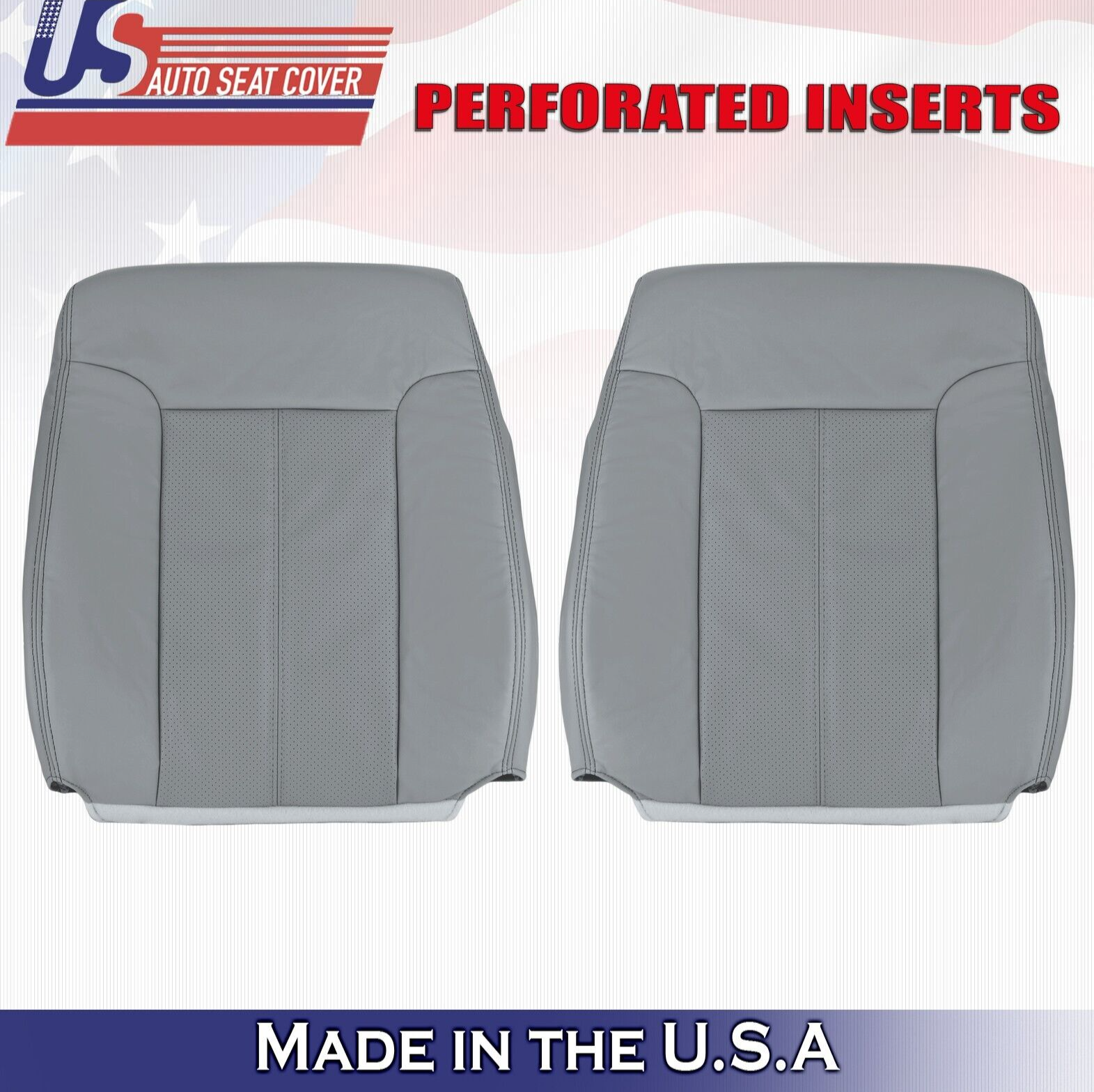 2011 2012 For Ford F450 F550 Lariat Driver & Passenger Top Leather Covers Gray