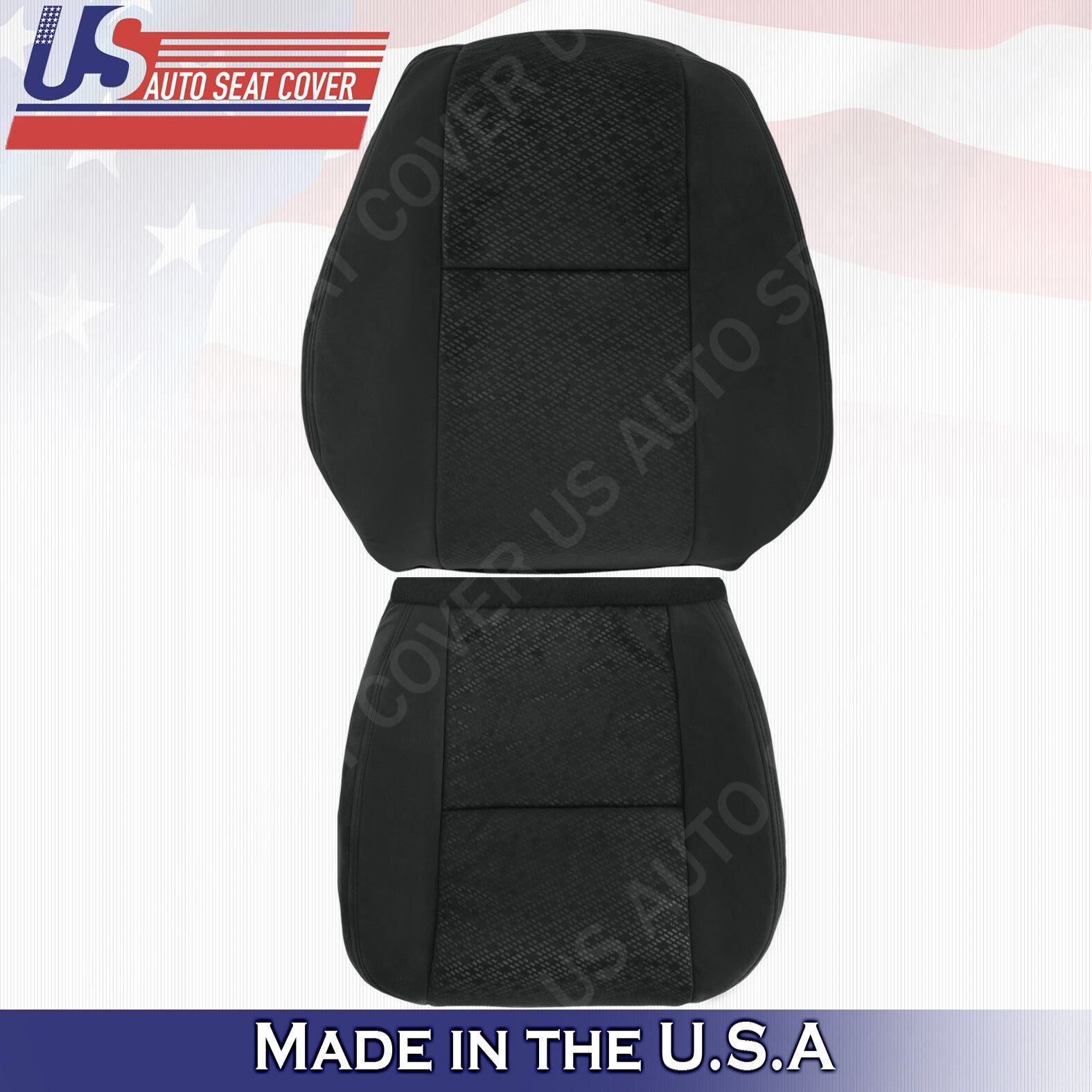 Passenger Top & Bottom For 2007 2008 GMC Sierra 3500 Cloth Seat Cover Black