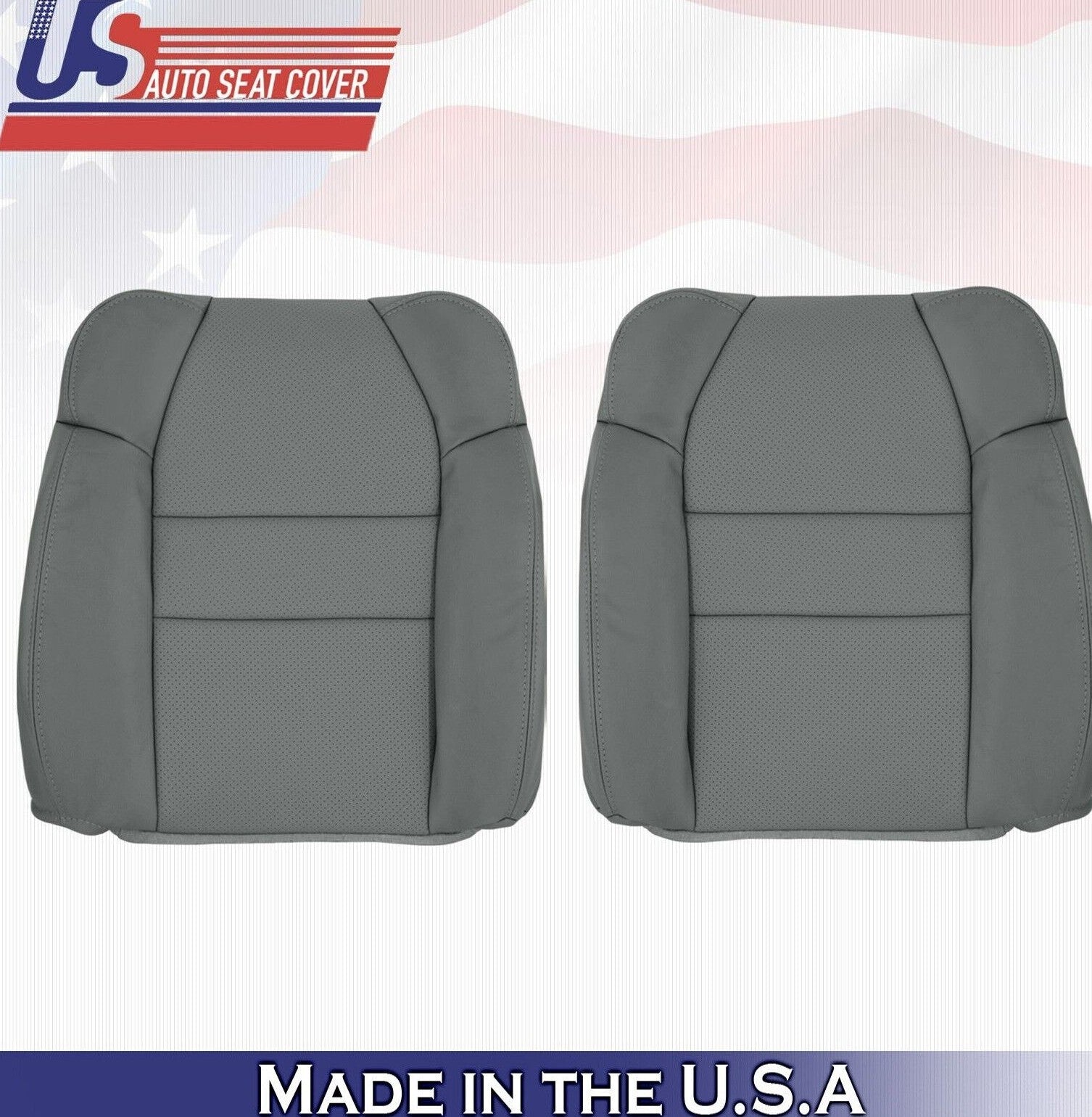 2004 For Acura MDX Driver & Passenger 2x Top Synthetic Leather Seat Covers Gray
