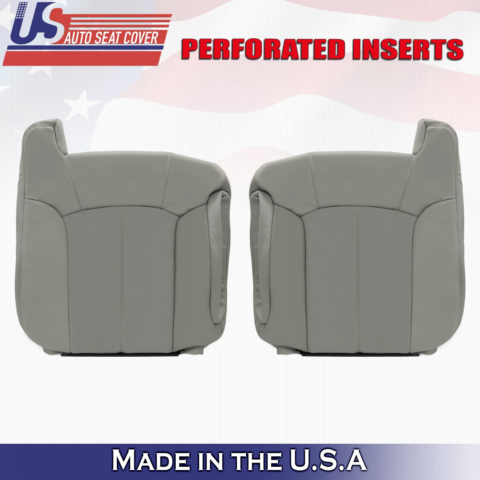 2002 For Cadillac Escalade Driver & Passenger Top Perforated Leather Covers Gray