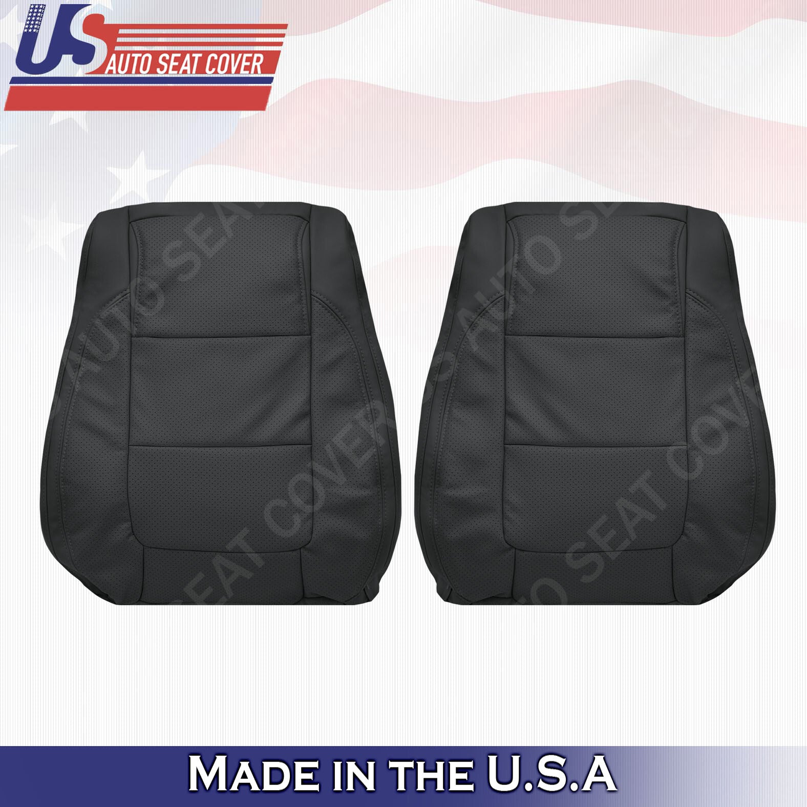 Front Driver & Passenger Tops Leather Cover Black 2011 to 2015 Ford Explorer XLT