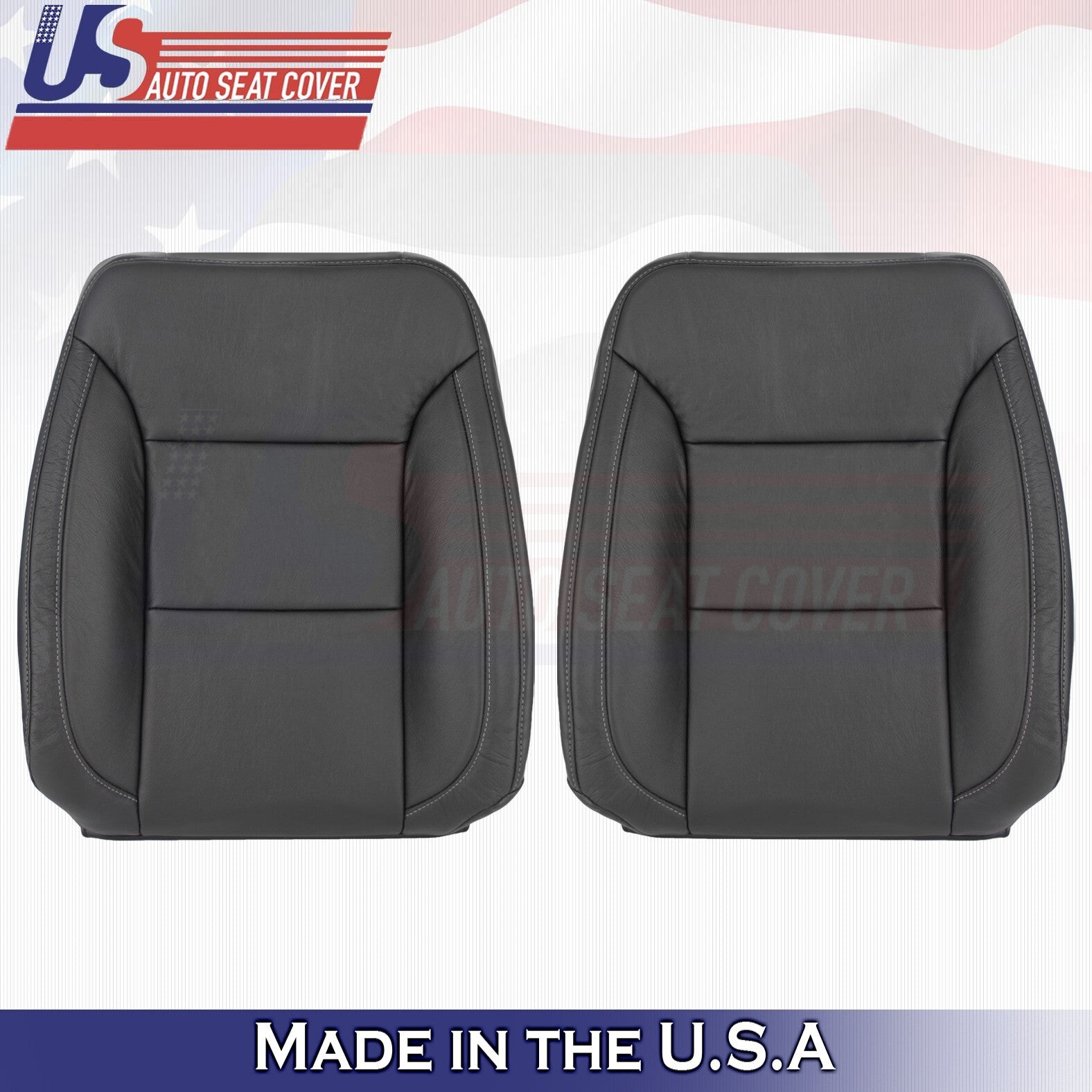 2021 For Chevy Silverado 1500 WT Driver & Passenger Top Leather Seat Covers BLK