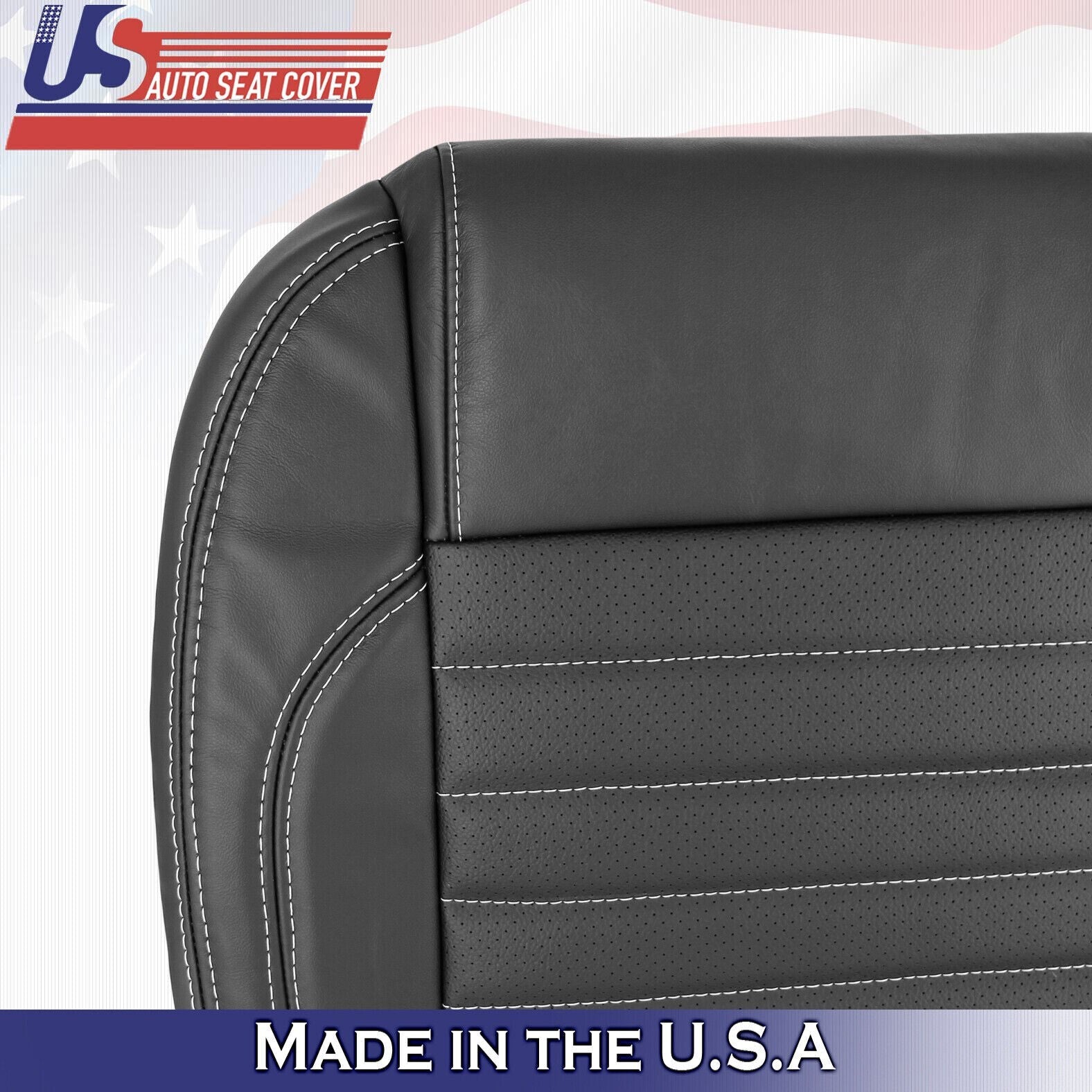 2010 to 2014 For Ford Mustang Front Set Top &Bottom Leather w/ Perf Cover Black