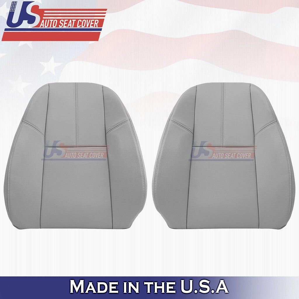 2007 to 2014 For Chevy Silverado Front Set Top &Bottom  Leather Cover Light Gray