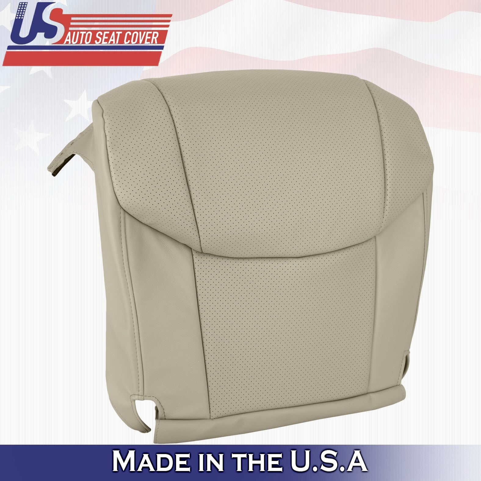 2006 For Toyota Avalon Driver & Passenger 2 Bottom Perforated Leather Covers Tan