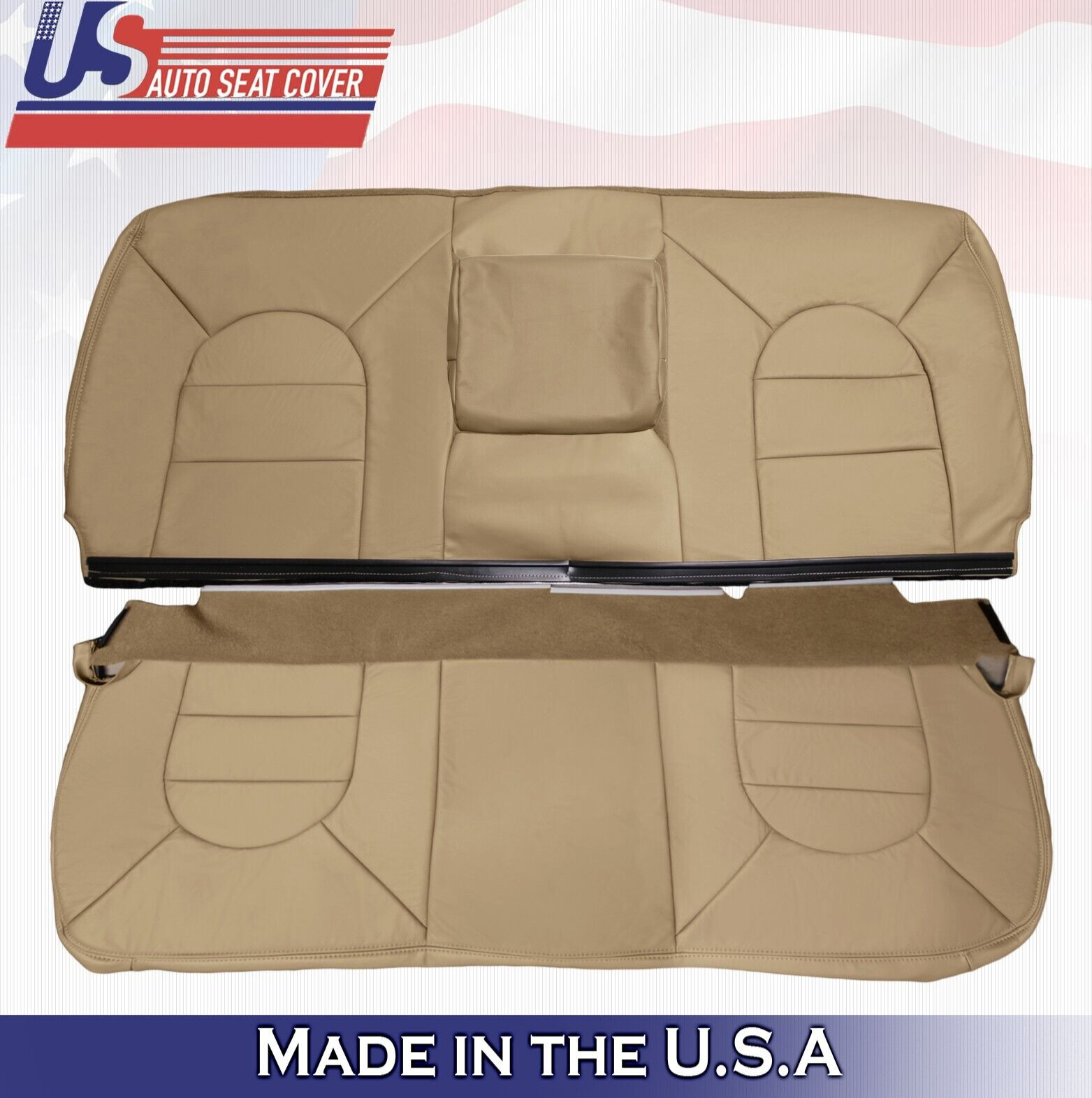 1999 For Ford F450 F550 Lariat Rear Bench Top & Bottom Leather Seat Covers Tan