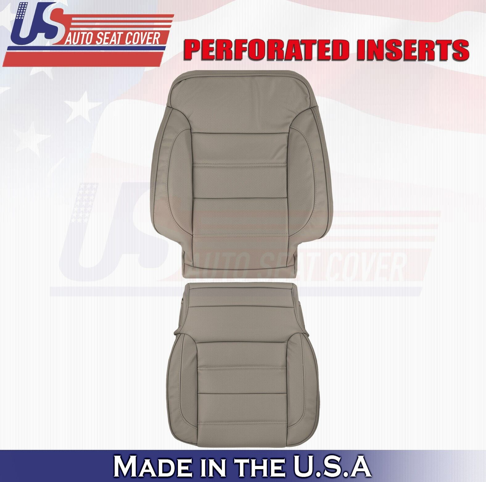 2015 2016 For GMC Yukon Denali Front Driver Top & Bottom Leather Seat Covers Tan