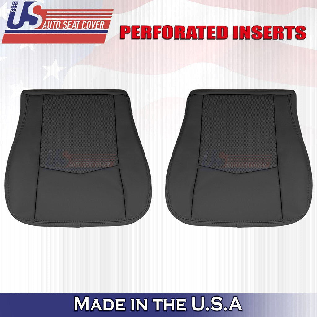 2004 to 2009 Fits Cadillac SRX Driver & Passenger Bottoms Leather Cover Black