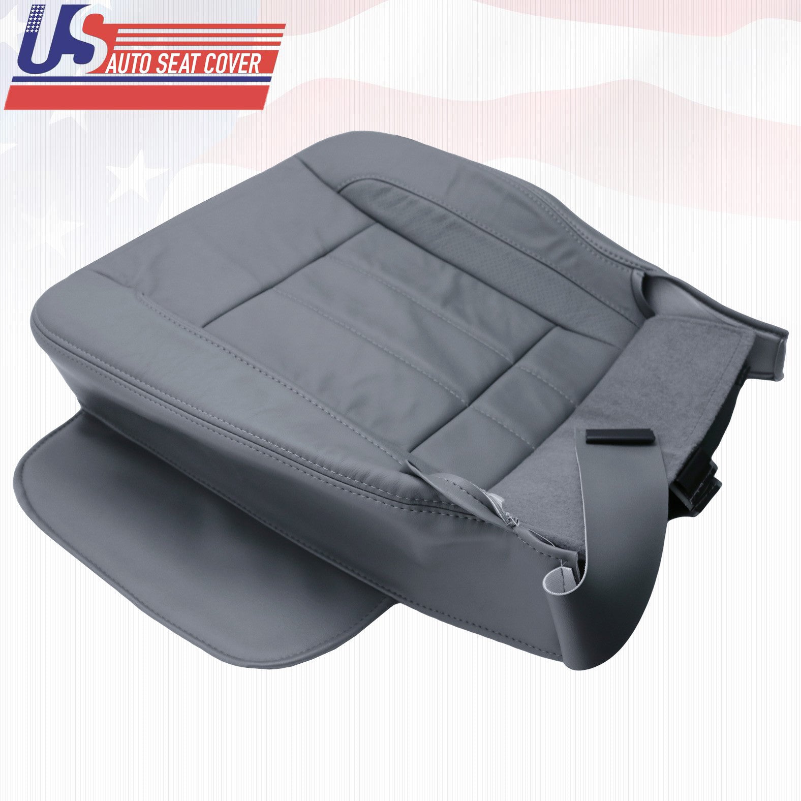 For 2009 For Dodge Ram 2500 Driver Bottom Leather Replacement Seat Cover in Gray