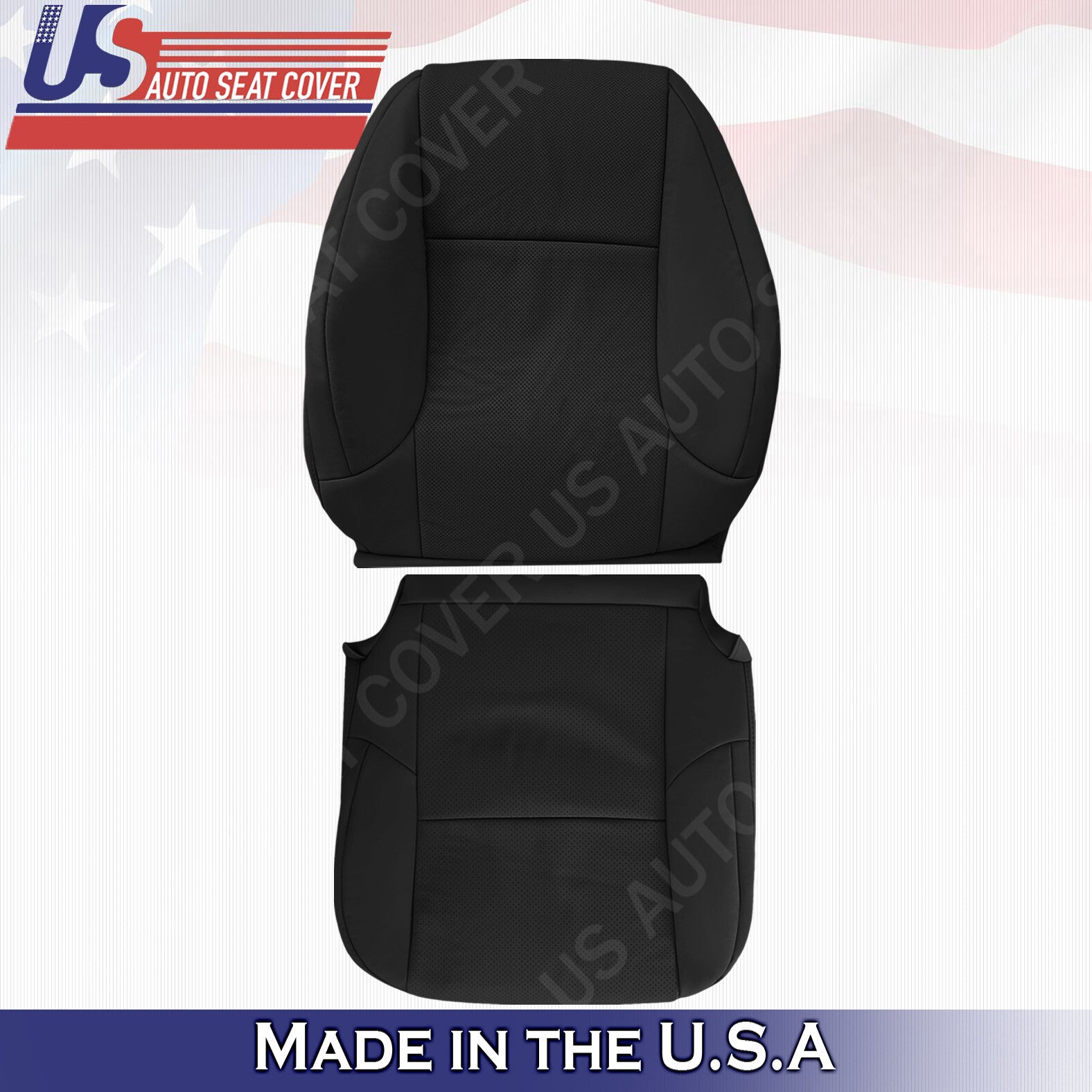 FRONT SET Perforated Leather Seat Cover BLACK Fits 2010 TO 2017 Lexus GX460