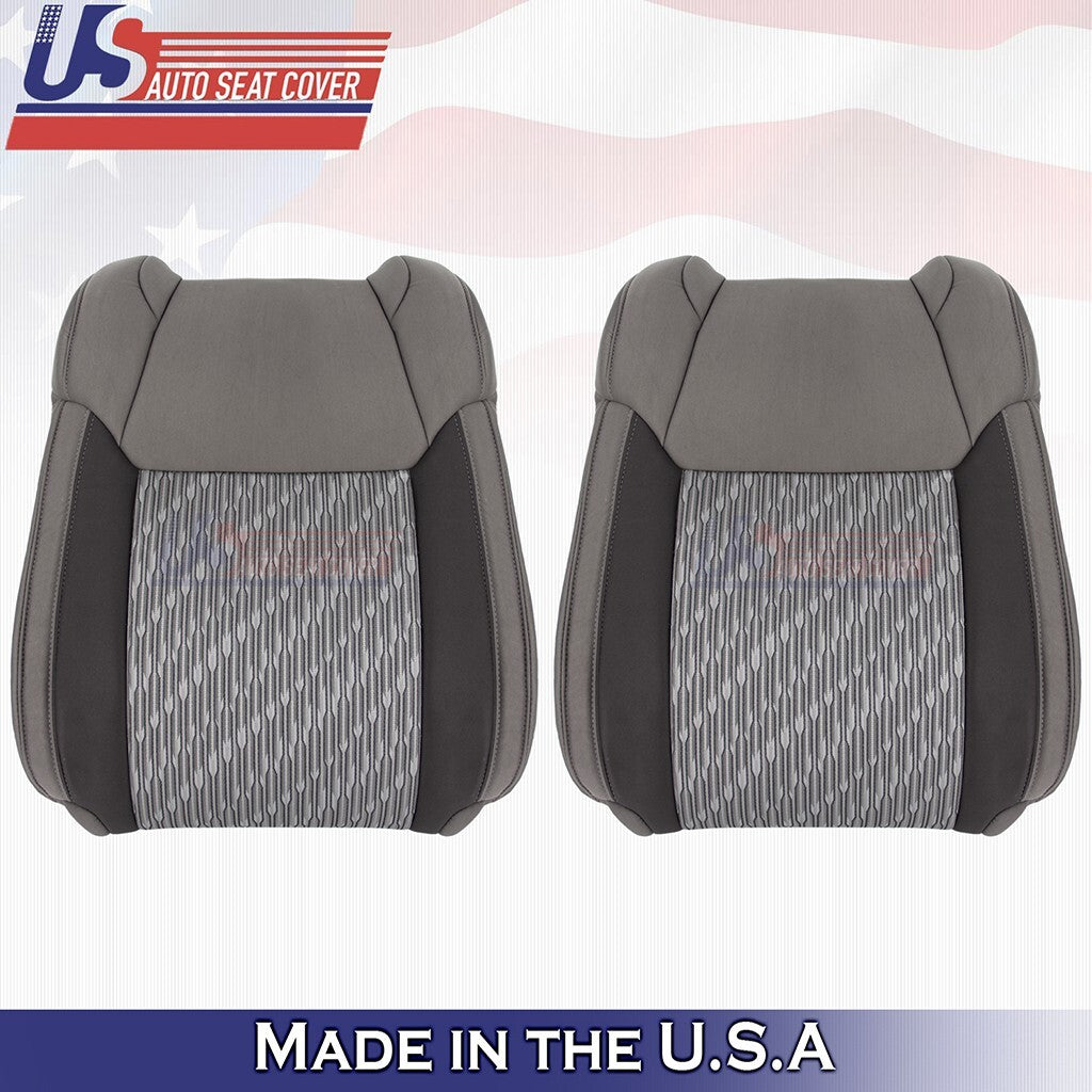 2014 to 2021 For Toyota Tundra Driver Passenger Top Cloth Seat Cover 2-Tone Gray