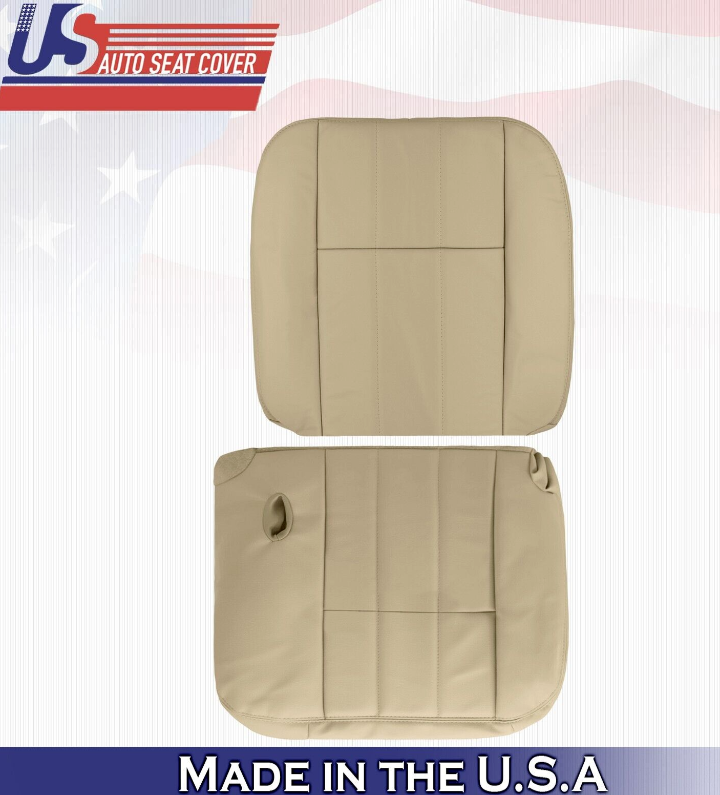 2007 2008 For Mercury Grand Marquis Driver Top & Bottom Leather Seat Covers Tan