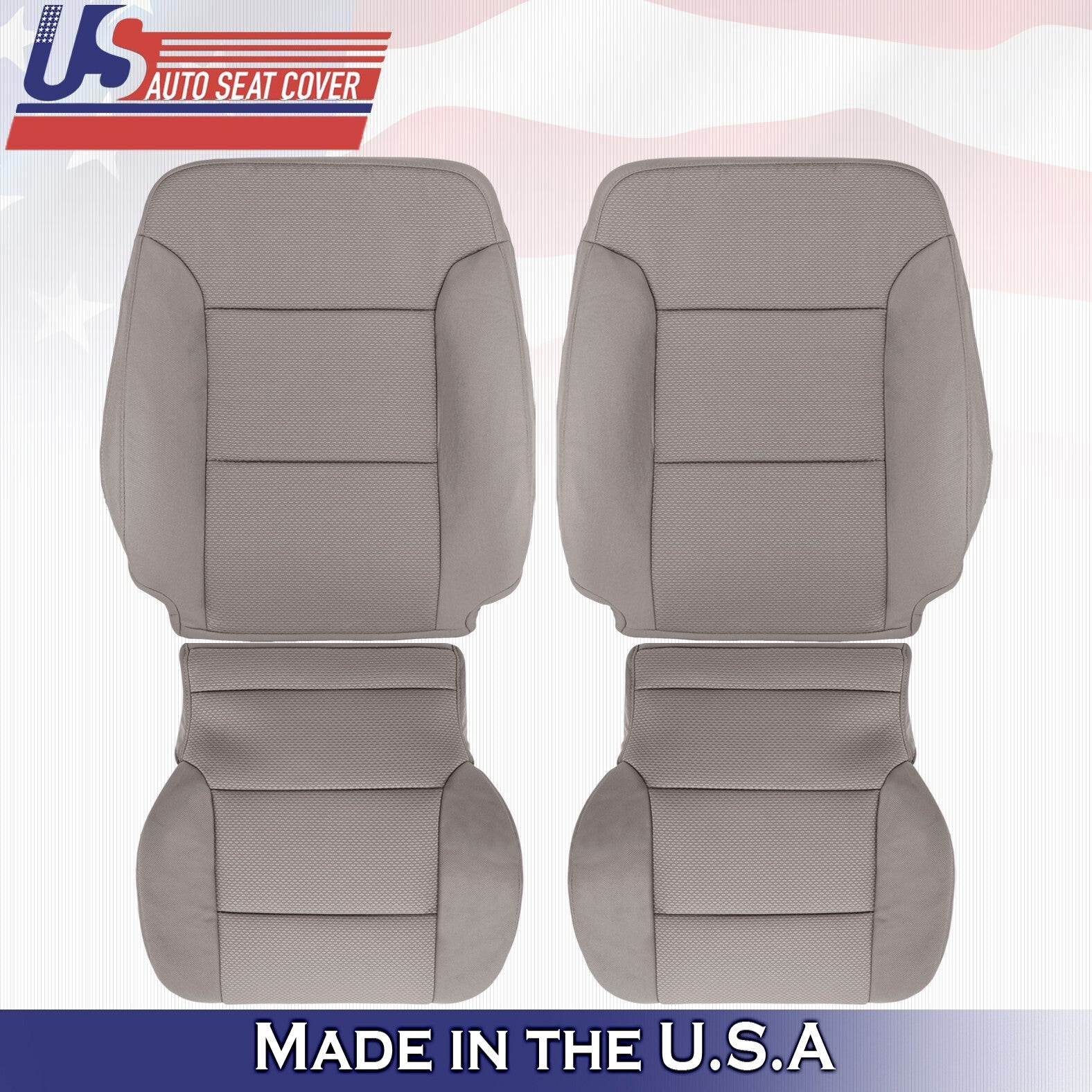 2014 to 2018 For Chevy Silverado 1500 2x Top & 2x Bottom Cloth Seat Covers Tan