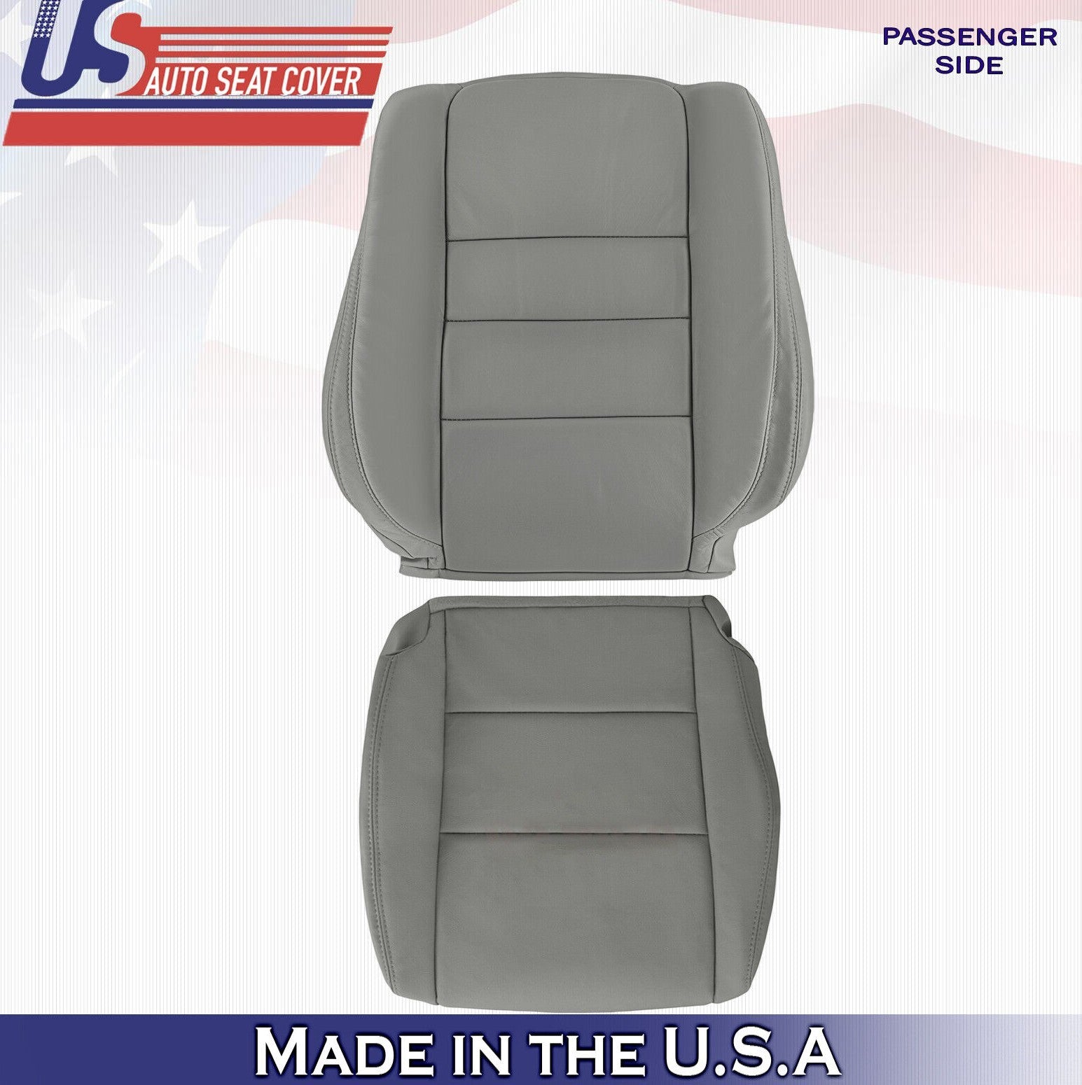 2011 2012 For Honda Accord Sedan Passenger Top & Bottom Leather Seat Covers Gray