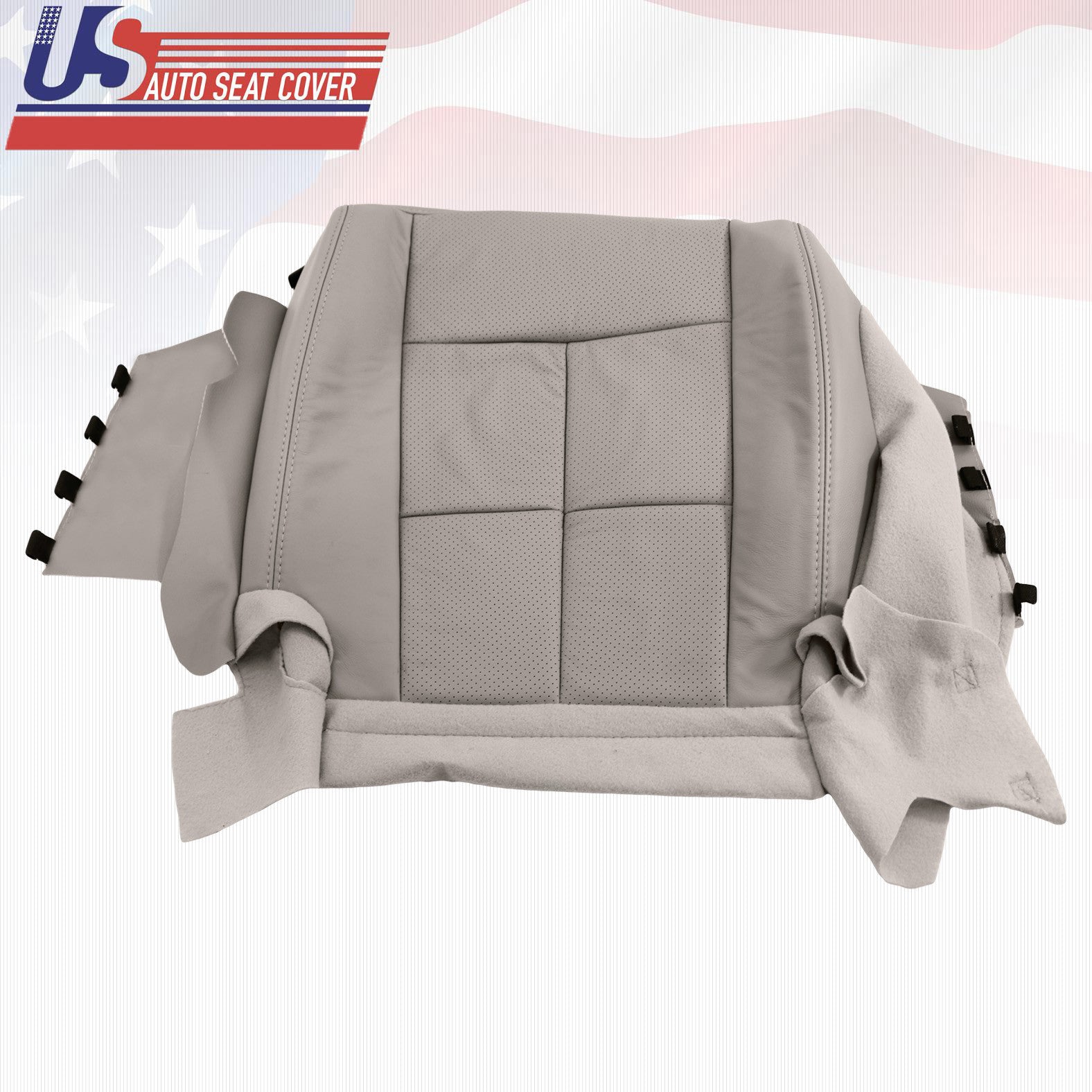 2007 to 2013 Lincoln Navigator Passenger Bottom Leather Seat Cover in Light Gray