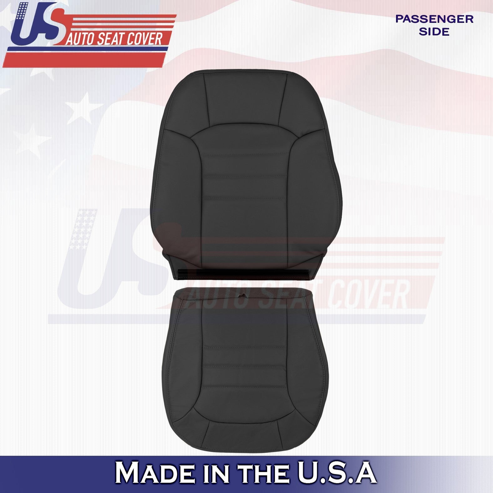 2002-2004 Fits Jeep Liberty Passenger Bottom & Top Leather Seat Cover Dark Gray