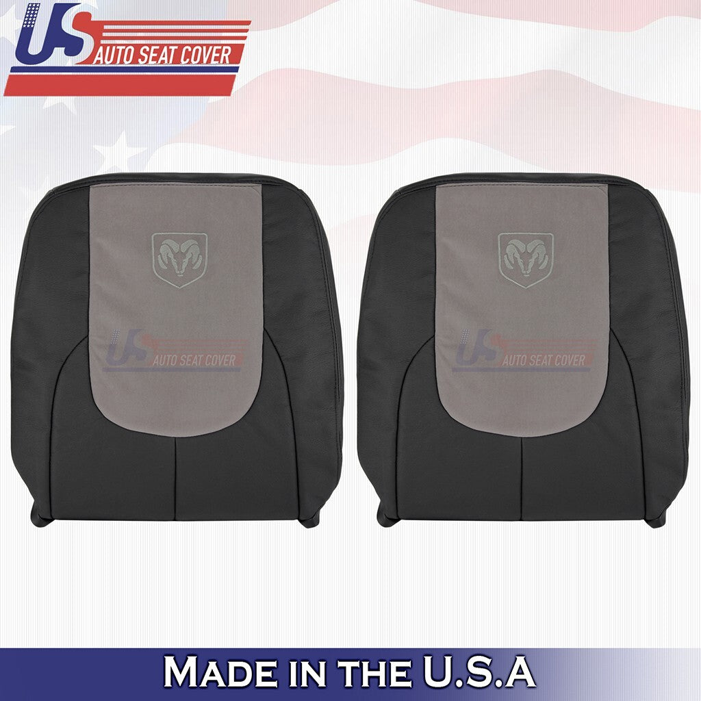 2002 2003 For Dodge Ram Laramie Driver & Passenger Front Set Leather Cover Black